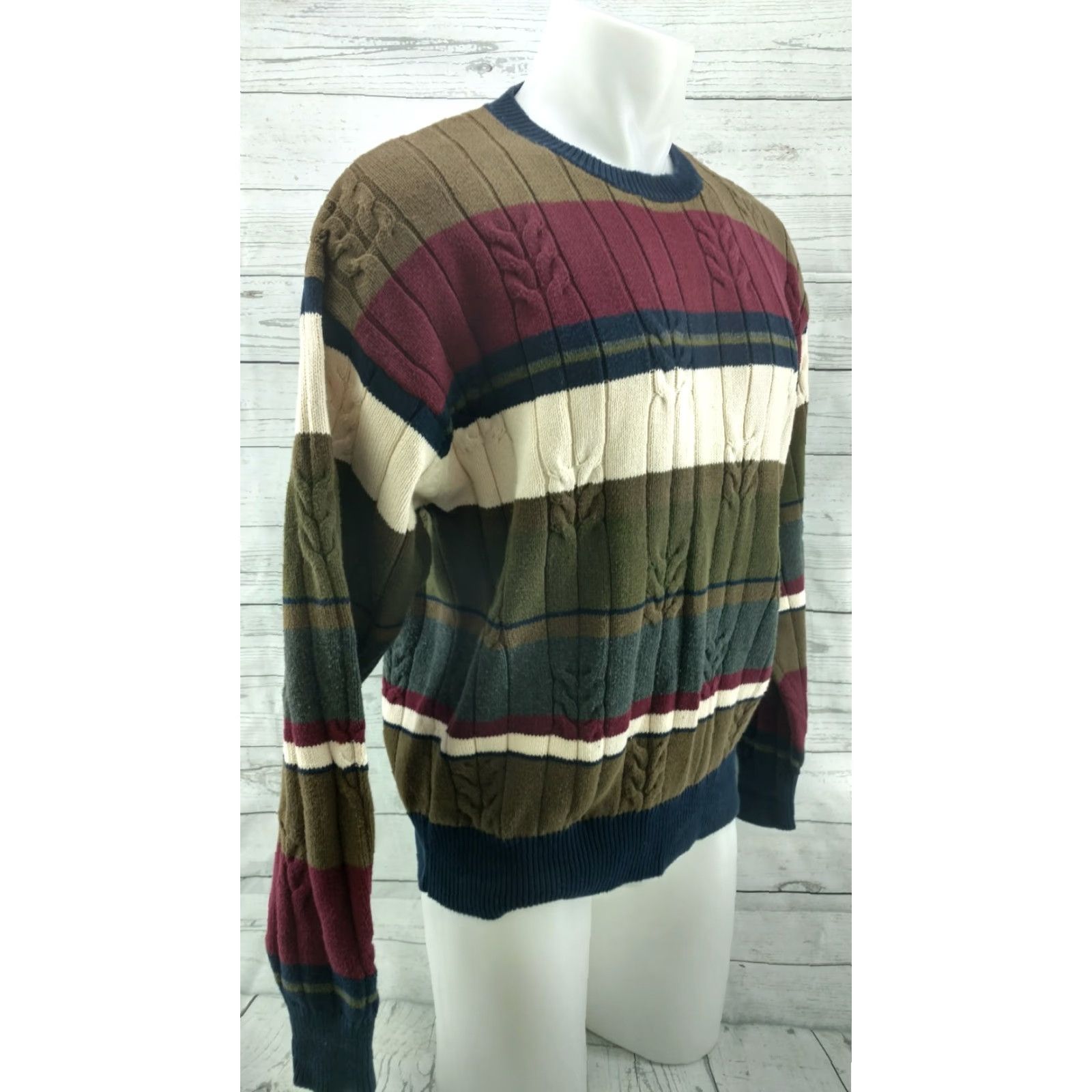 Nautica Nautica Men XL multi-color crew neck cotton cable-knit sweater Size US XL / EU 56 / 4 - 3 Thumbnail