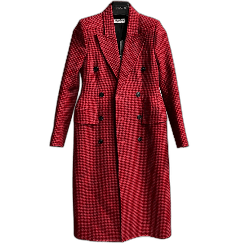 Balenciaga Balenciaga Red Checkered Hourglass Coat Size US XS / EU 42 / 0 - 1 Thumbnail