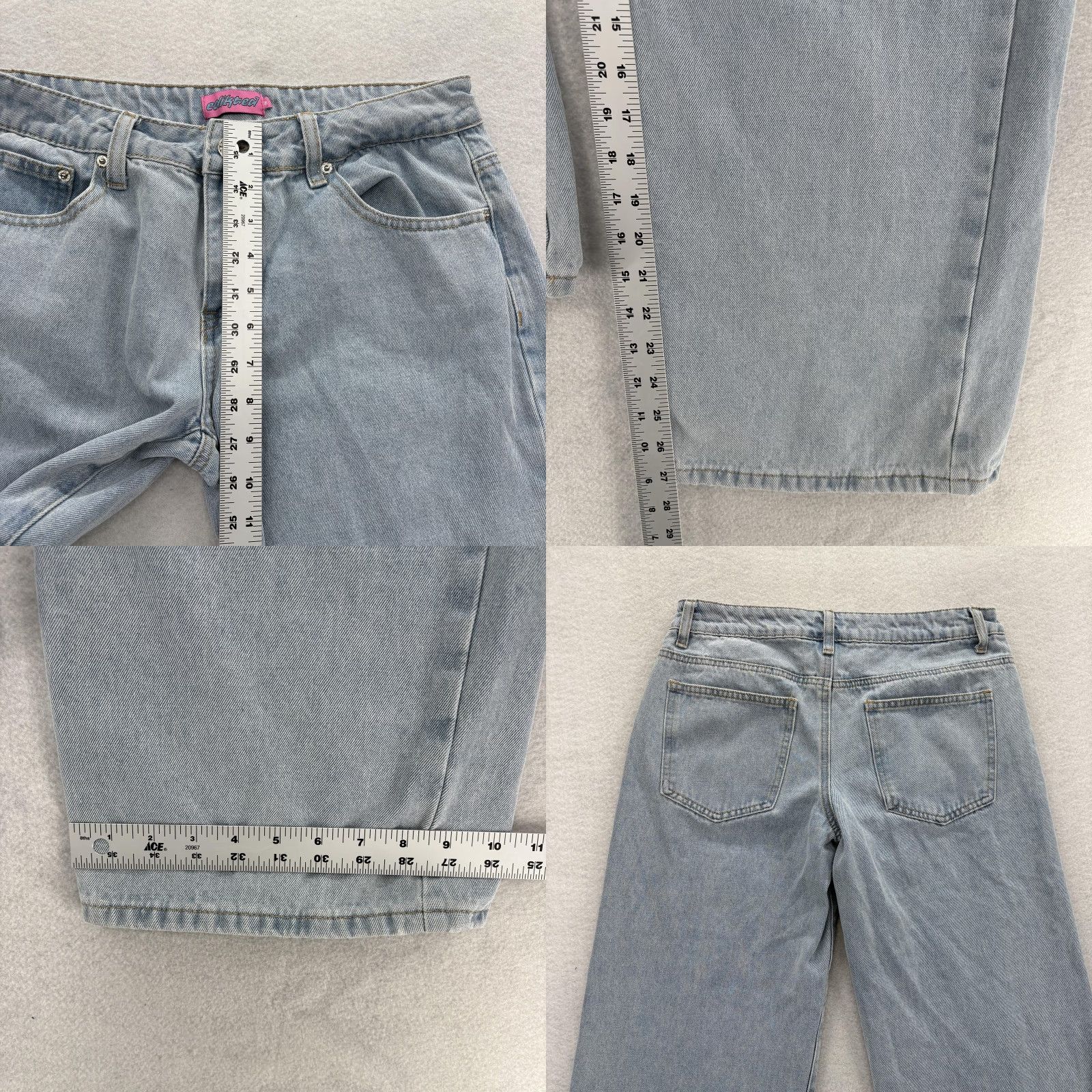 Vintage Edikted Jeans Womens Medium Wide-Leg Light Wash Blue Denim High Rise Skater Y2K Jeans Woman Wide Leged Pockets Size 32" / US 10 / IT 46 - 8 Thumbnail