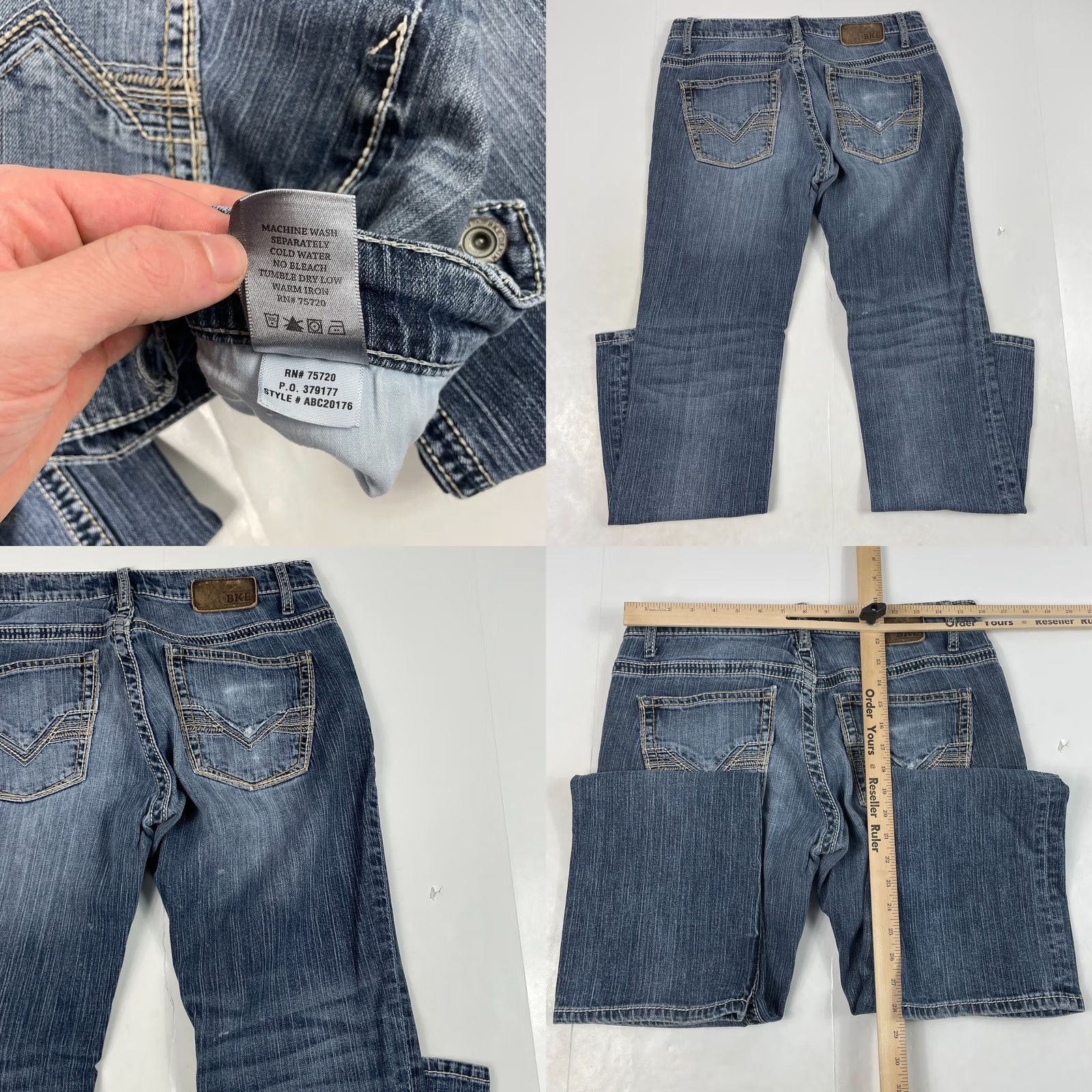 Vintage Buckle BKE Jeans Mens 31x31 Blue Carter Bootcut Medium Wash Embroidered Denim Size US 31 - 8 Thumbnail