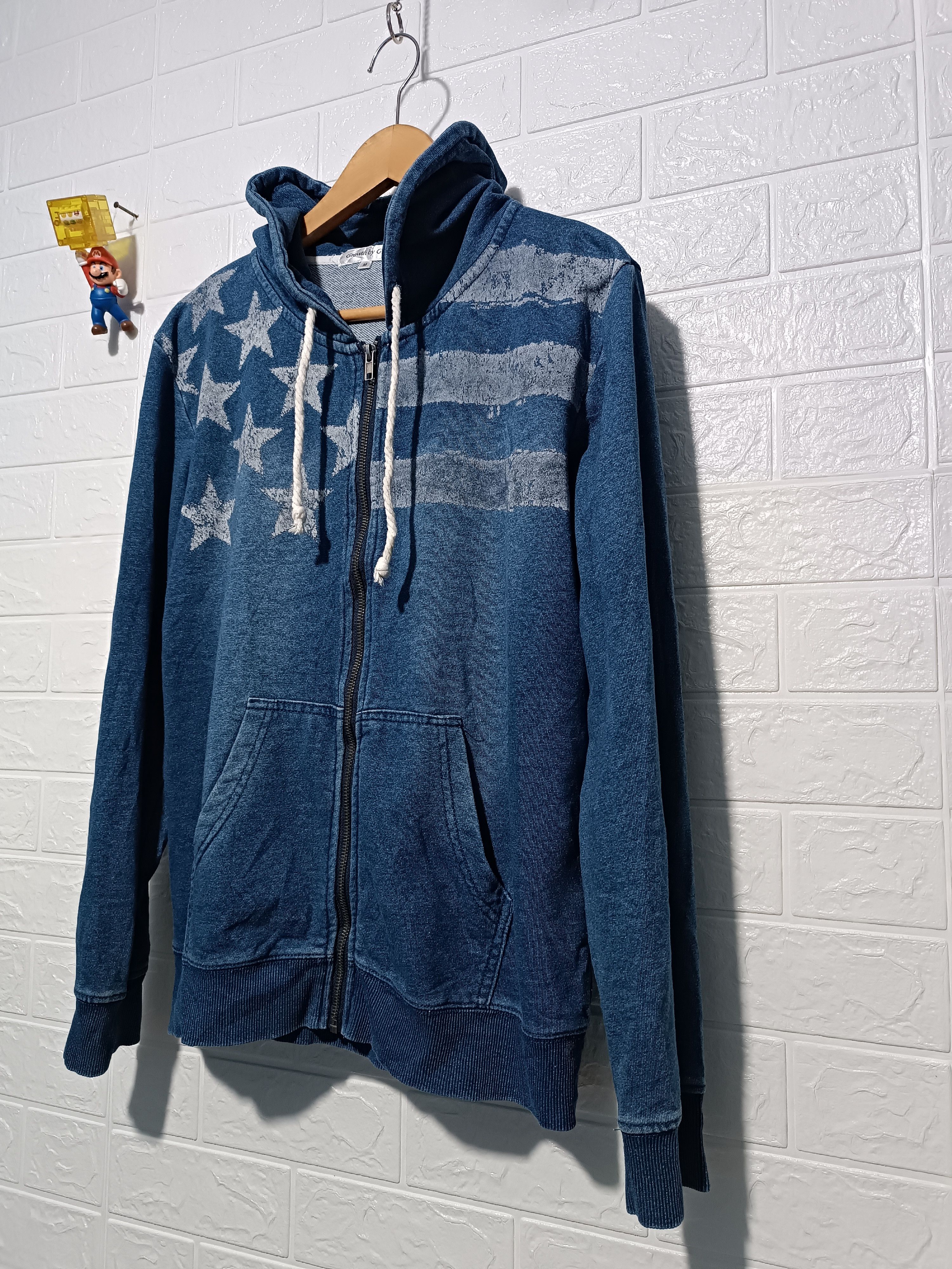 Japanese Brand Vintage Indigo Wash Hoodie Sweater American Flag Size US M / EU 48-50 / 2 - 4 Thumbnail