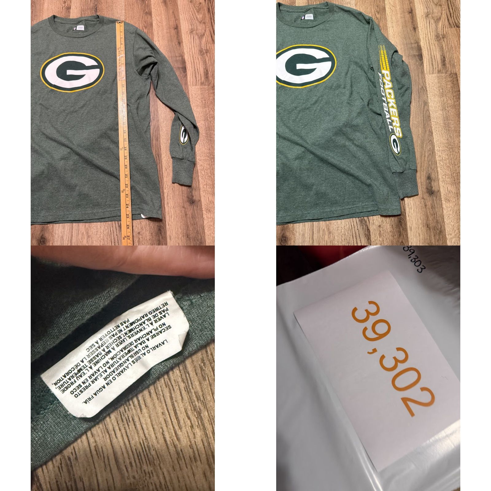 NFL NFL Team Apparel Shirt Men Long Sleeve Wisconsin Green Bay Packers Medium Green Crew Neck Size US M / EU 48-50 / 2 - 8 Thumbnail