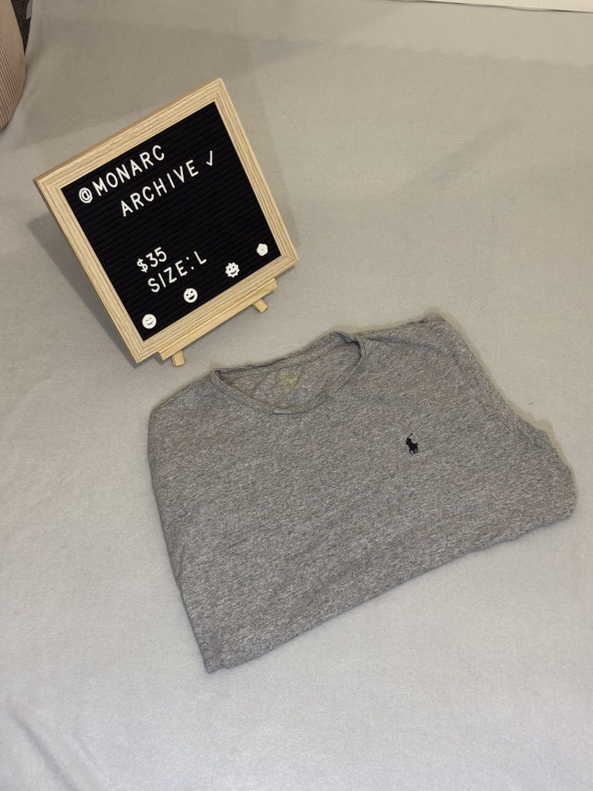 Polo Ralph Lauren Ralph Lauren - Polo grey tee with navy blue logo mens size L Size US L / EU 52-54 / 3 - 1 Thumbnail