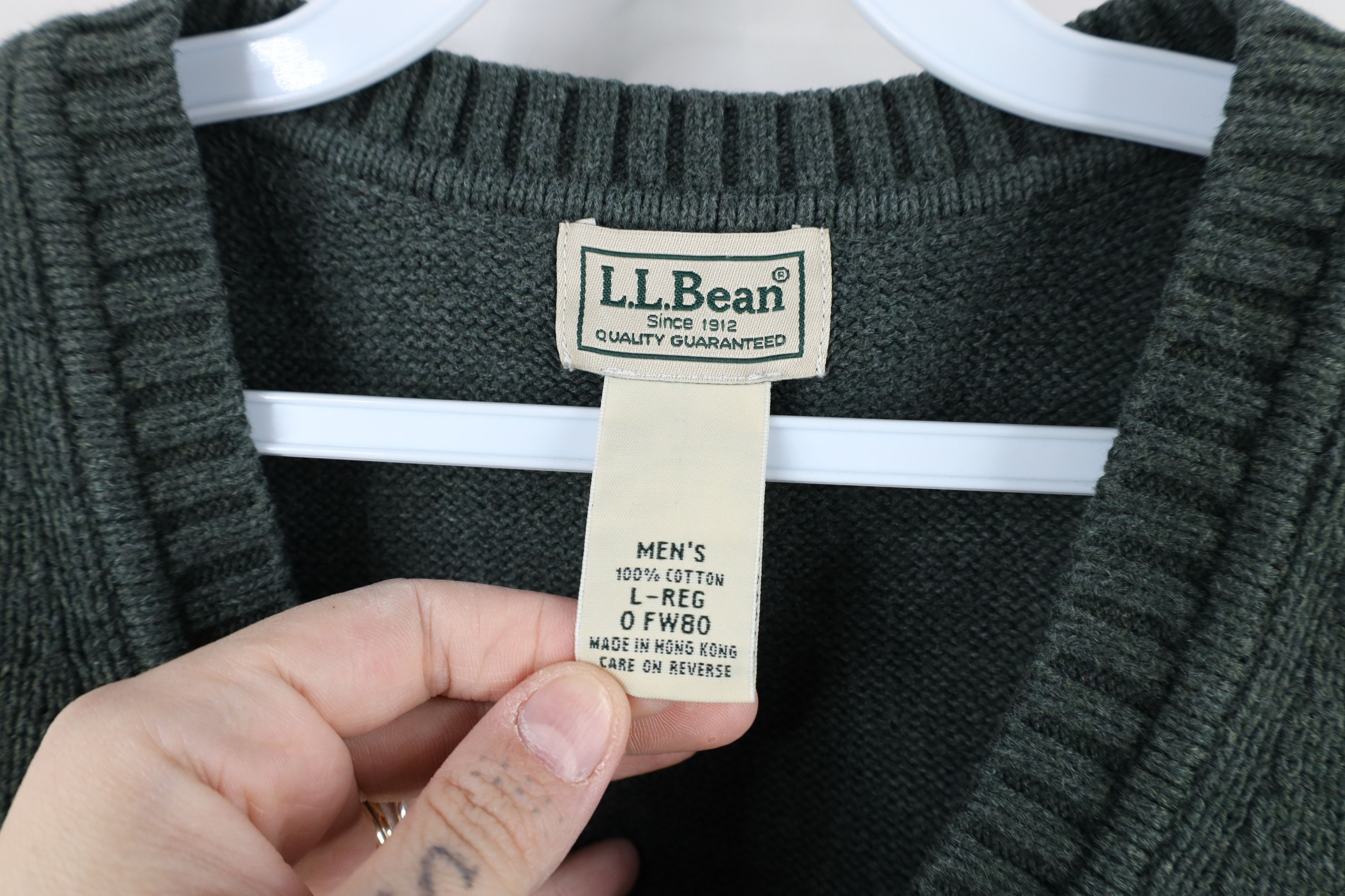 L.L. Bean × Vintage Vintage 90s LL Bean Blank Cotton Knit V-Neck Sweater Vest Size US L / EU 52-54 / 3 - 6 Thumbnail