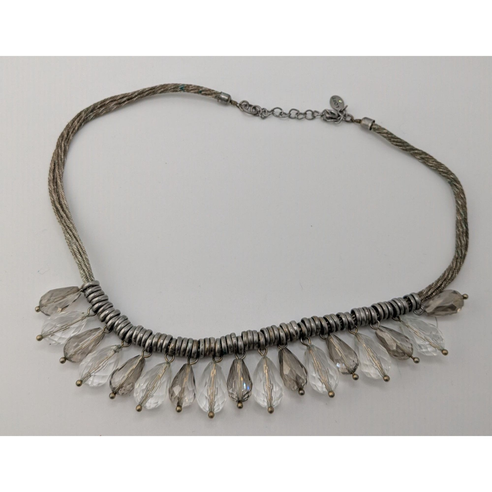 Loft LOFT Preppy Silver-Tone Statement Necklace With Faceted Tear Size ONE SIZE - 6 Thumbnail