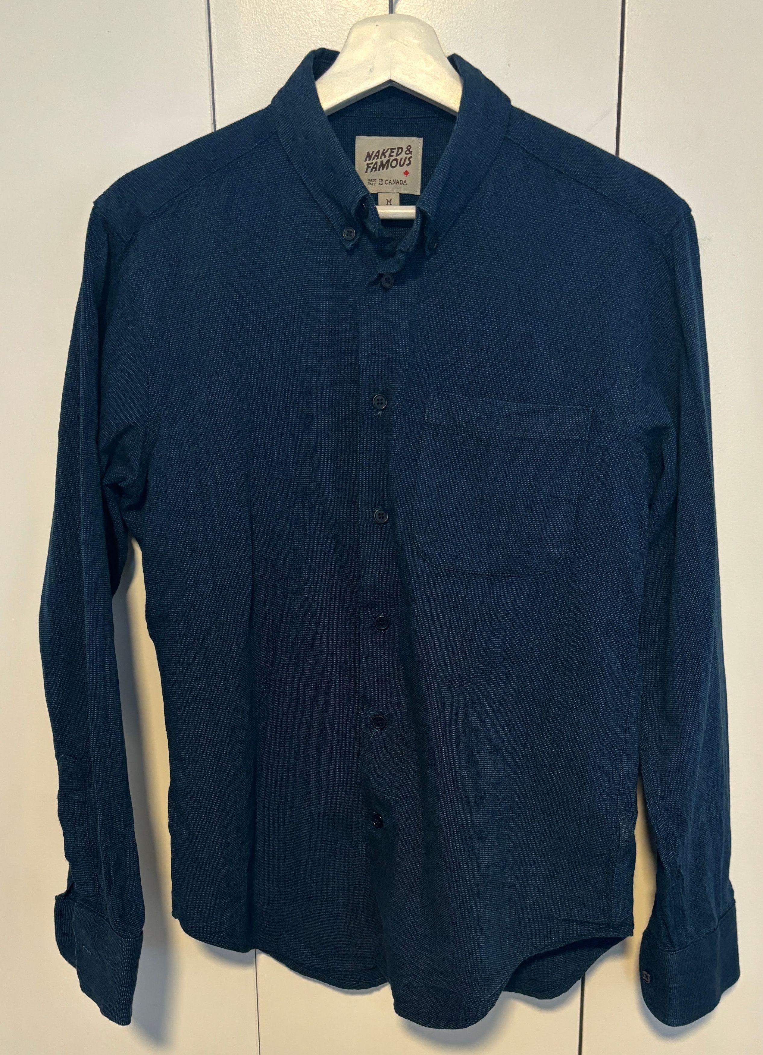Naked & Famous Indigo Tie Dye Basketweave Long Sleeve Shirt - Small Size US S / EU 44-46 / 1 - 1 Thumbnail