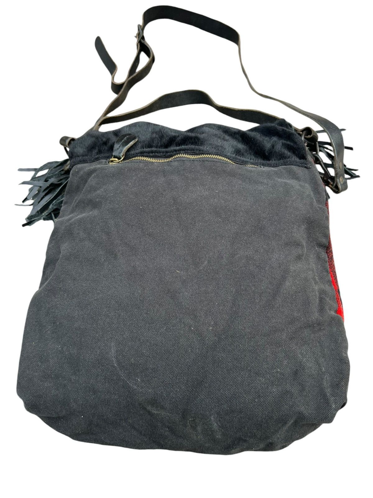 Leather Vintage Ralph Lauren Checks Wool Fringe Leather 2 Way Bag Size ONE SIZE - 11 Thumbnail