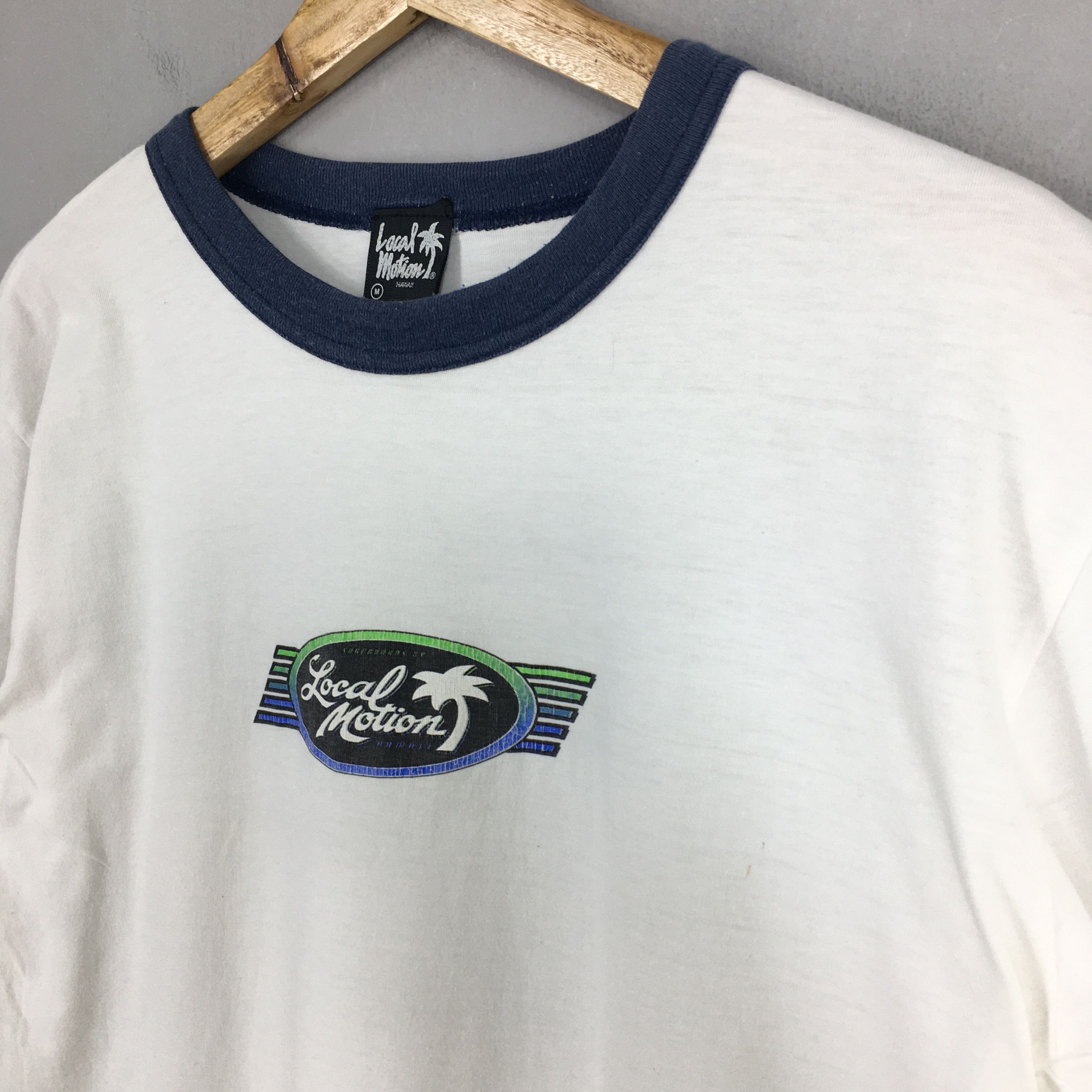 Vintage 80's Local Motion Hawaii Surf White Ringer T shirt Medium Size US M / EU 48-50 / 2 - 3 Thumbnail
