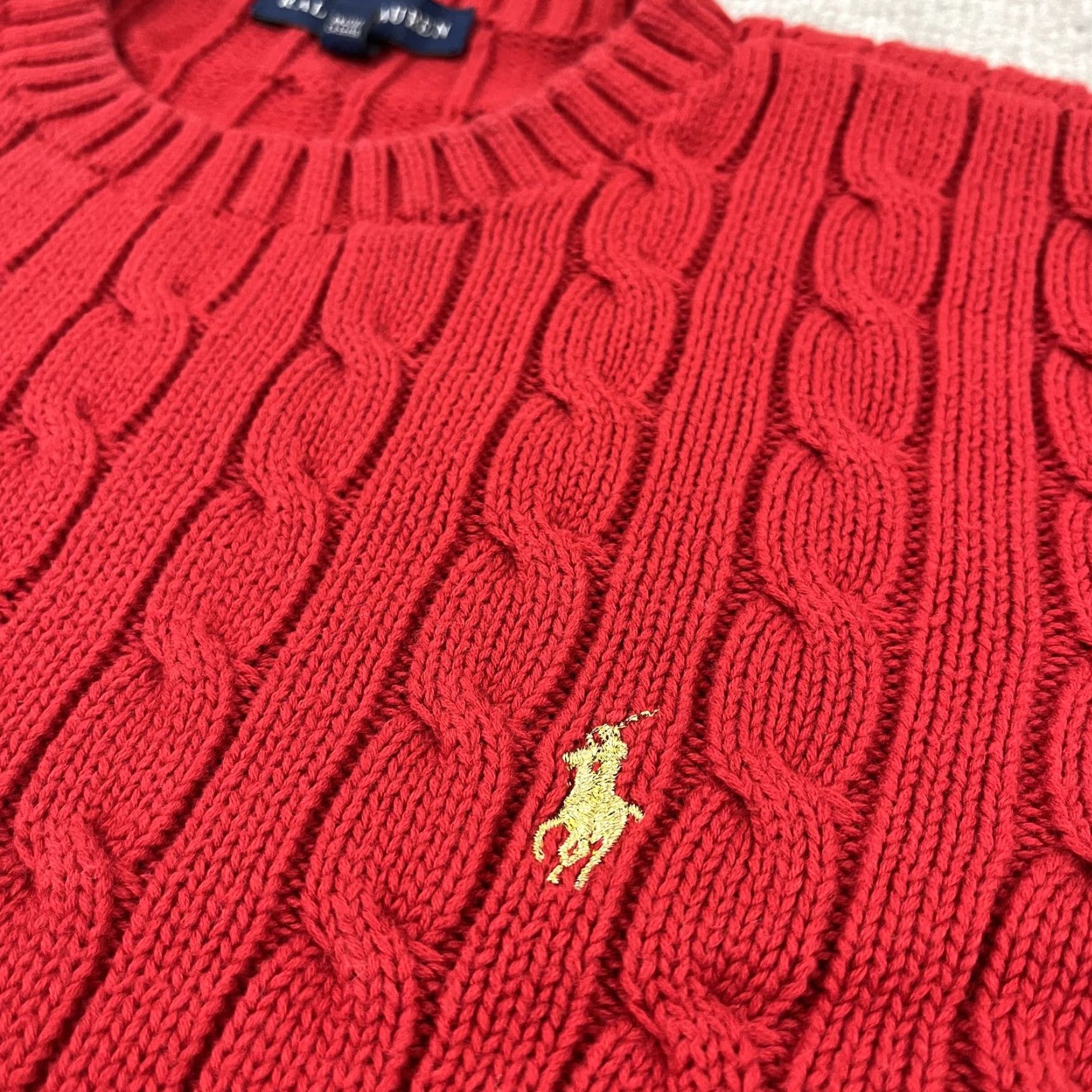 Ralph Lauren Vintage Ralph Lauren Sweater Women Large Crew Neck Cable Knit Red Preppy Pullover Size L / US 10 / IT 46 - 2 Thumbnail