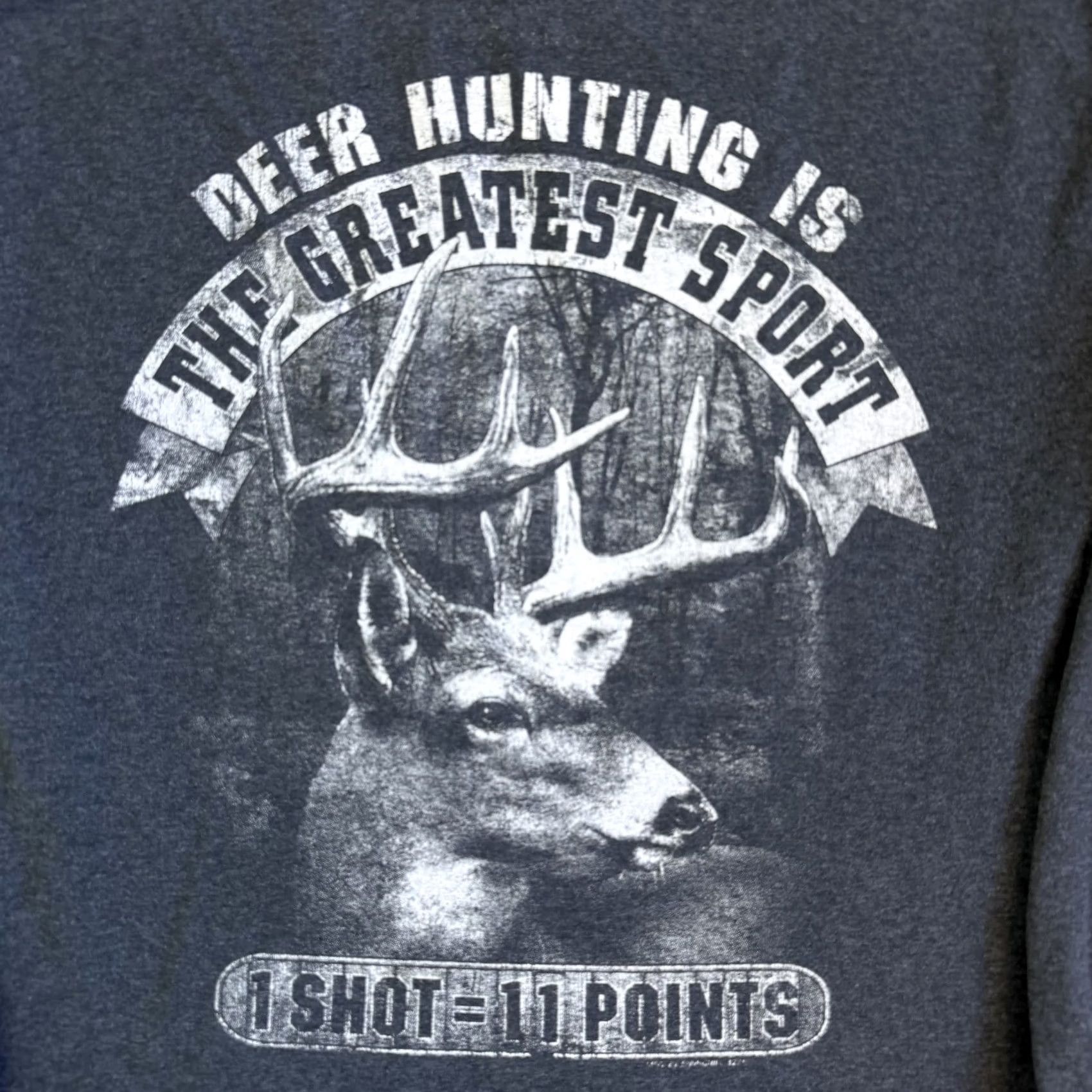 Gildan Gildan Deer Hunting Greatest Sport Shirt Mens Medium Gray Long Sleeve T-Shirt Size US M / EU 48-50 / 2 - 2 Thumbnail
