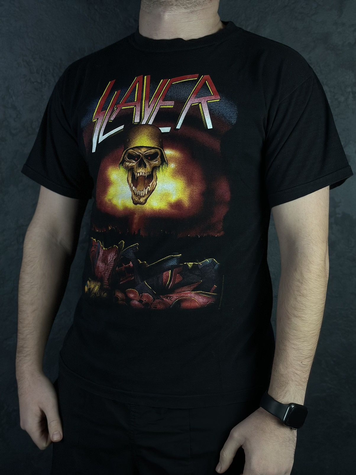 Vintage Vintage 90s Slayer Brockum Tour T-shirt 1992 Concert Rare Size US XL / EU 56 / 4 - 8 Thumbnail