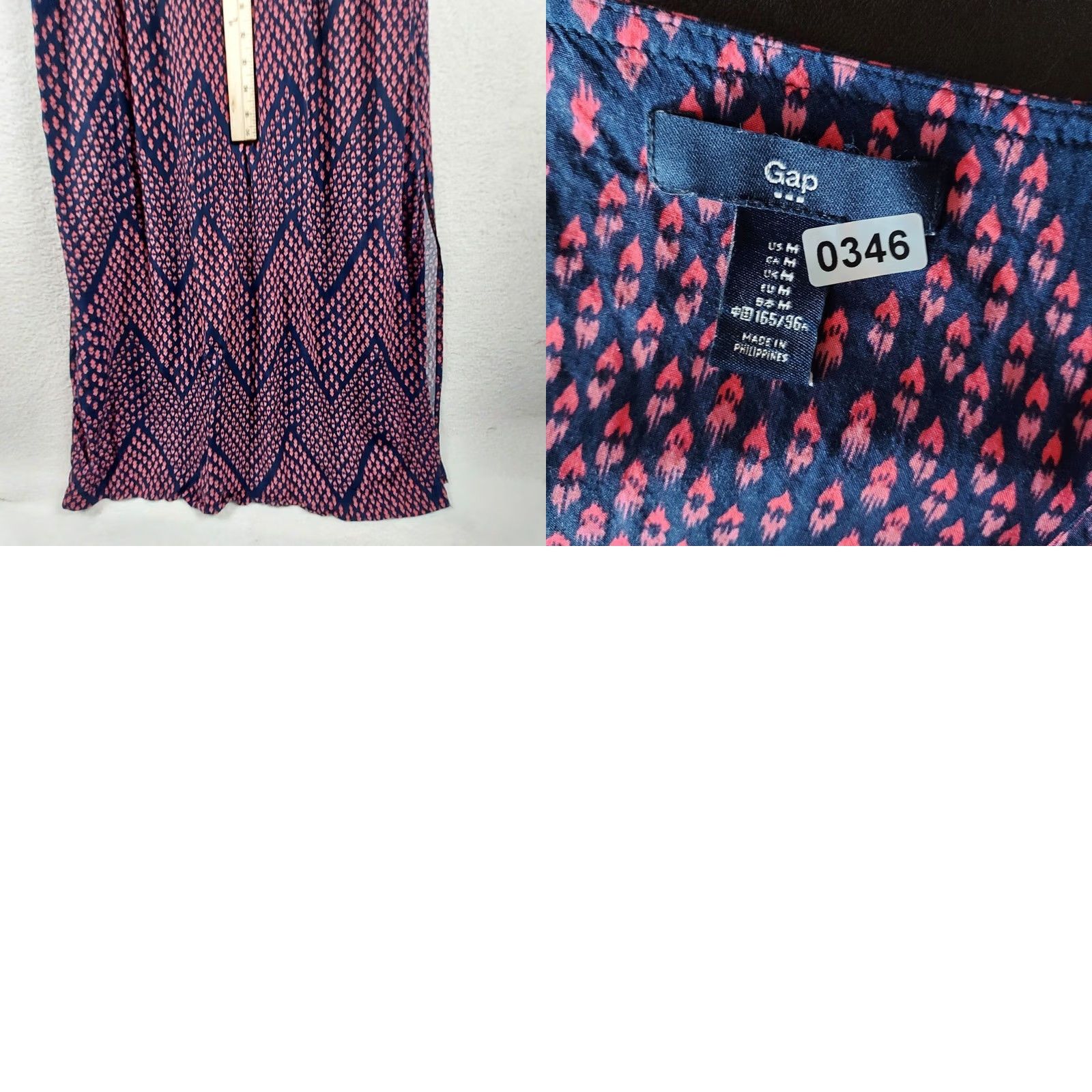Gap Gap Maxi Dress Women’s Navy Red Sleeveless Chevron Pattern Elastic Waist M Blue Rayon Long Casual Summer Spring Fall Size M / US 6-8 / IT 42-44 - 8 Thumbnail