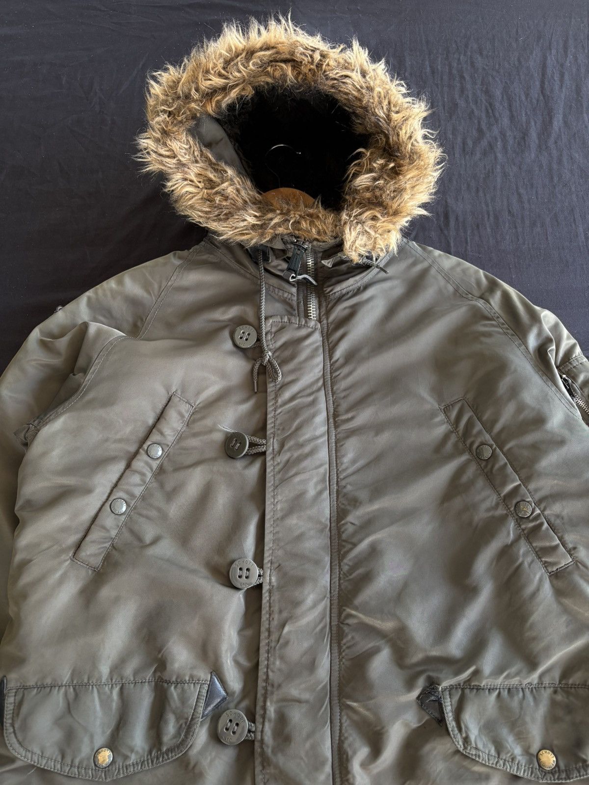 Schott Schott N.Y.C. Olive Green N-3B Snorkel Faux Fur Parka Jacket Size US M / EU 48-50 / 2 - 2 Thumbnail