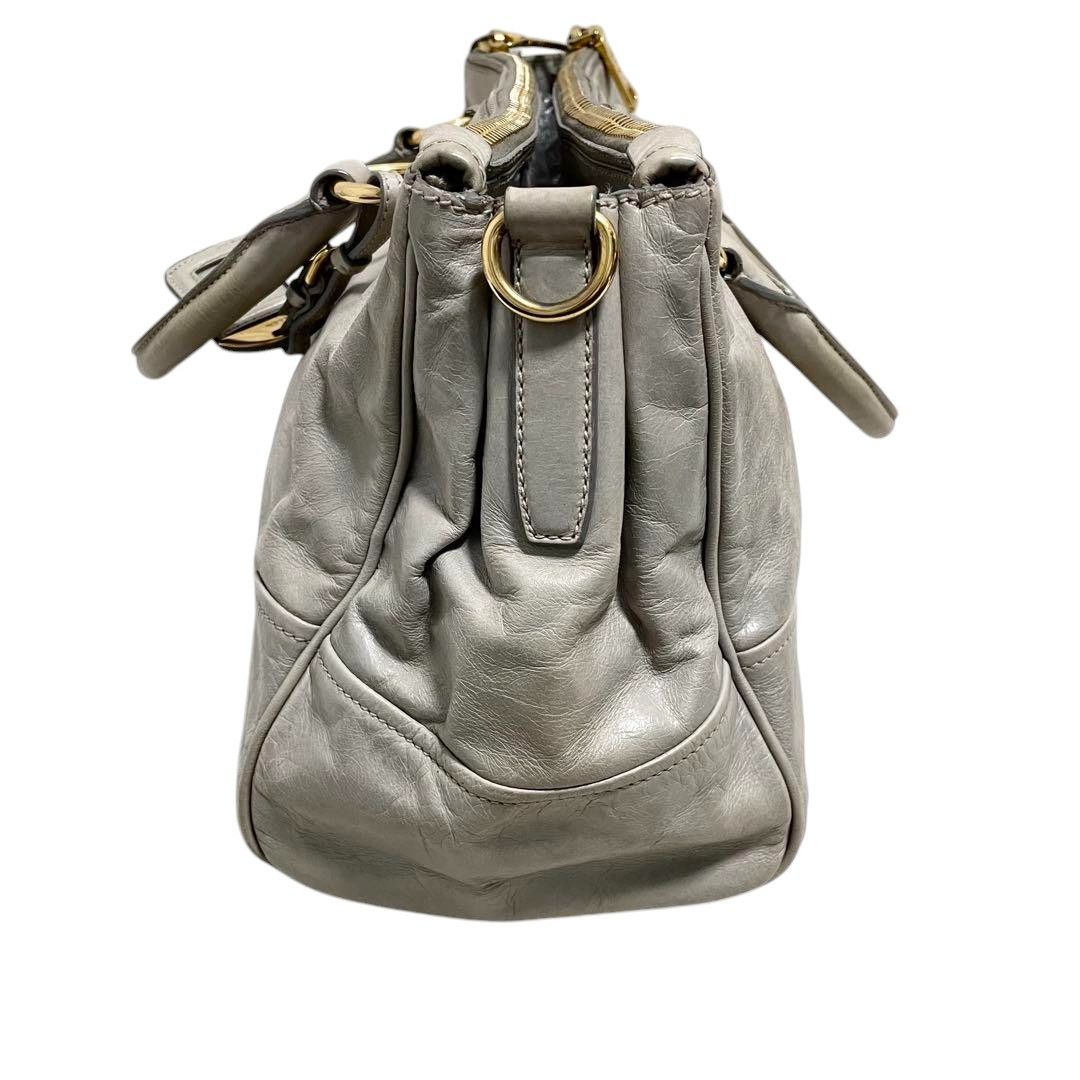 Prada Prada - Saffiano Leather Gray Gold Hardware Shoulder Bag Size ONE SIZE - 4 Thumbnail