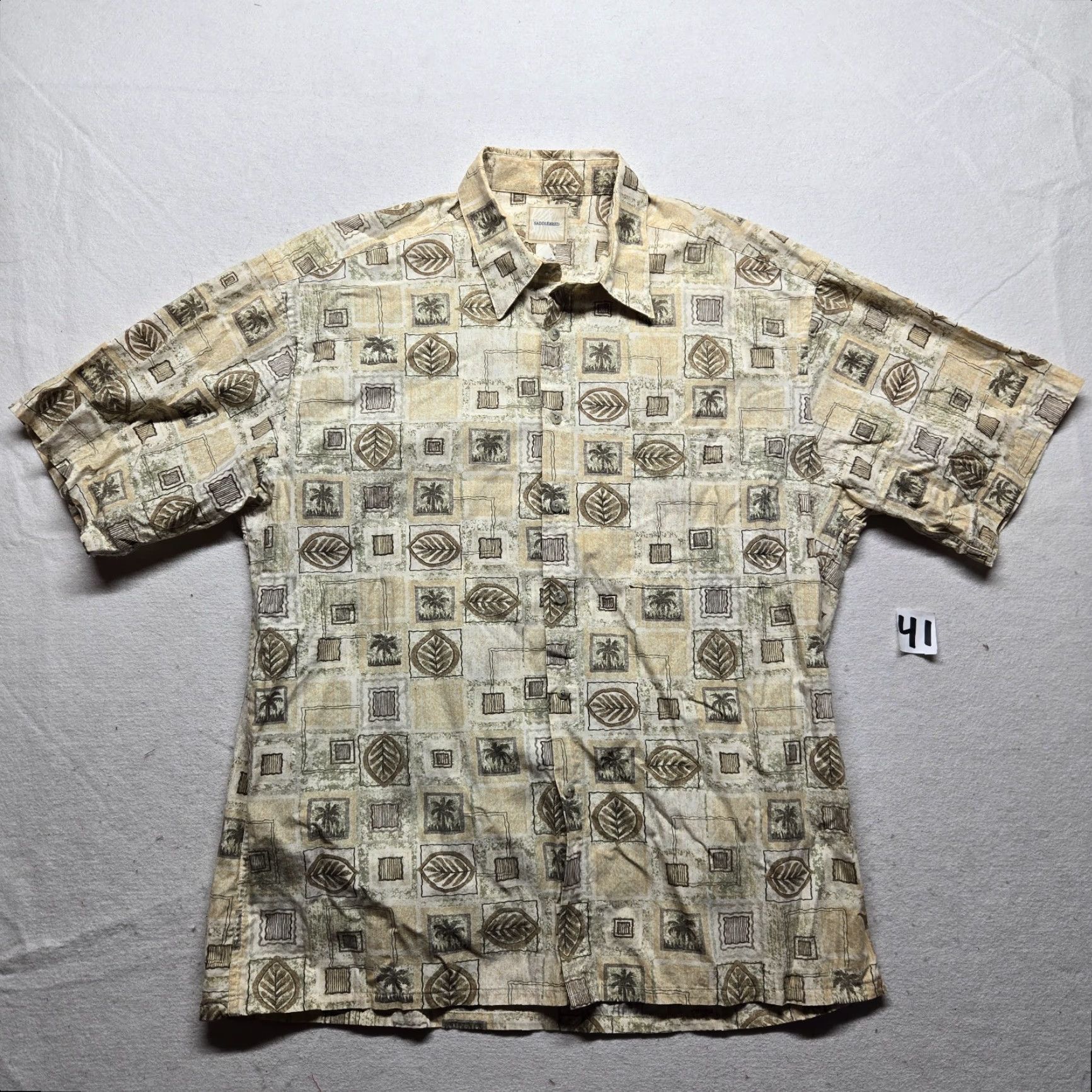 Vintage Saddlebred Shirt Button-Up Hawaiian Beig e Short Sleeve Adult XL Men’s Size XL Size US XL / EU 56 / 4 - 2 Thumbnail