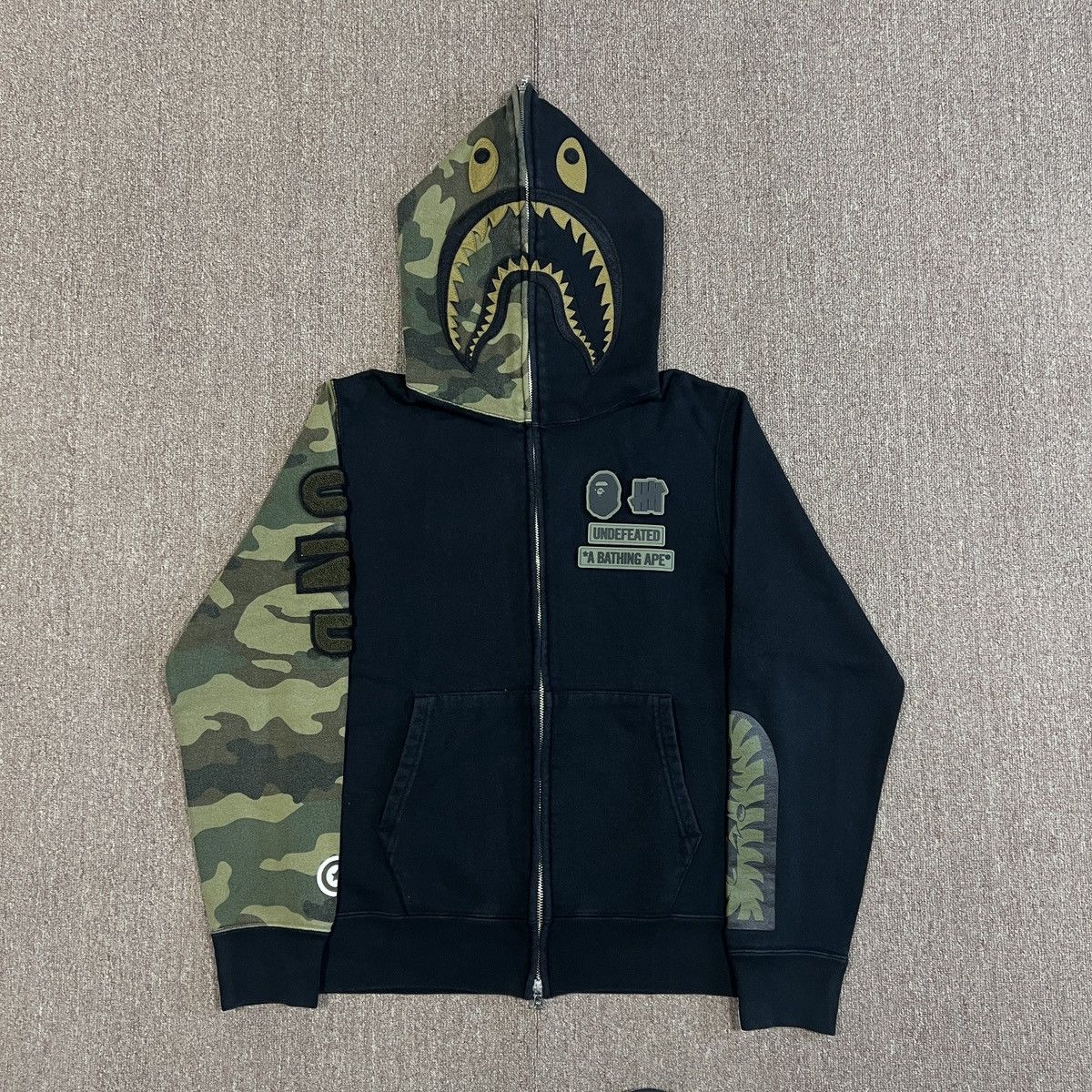Bape × Undefeated Bape X Undefeated Camo Shark Zip Up hoodie | Grailed