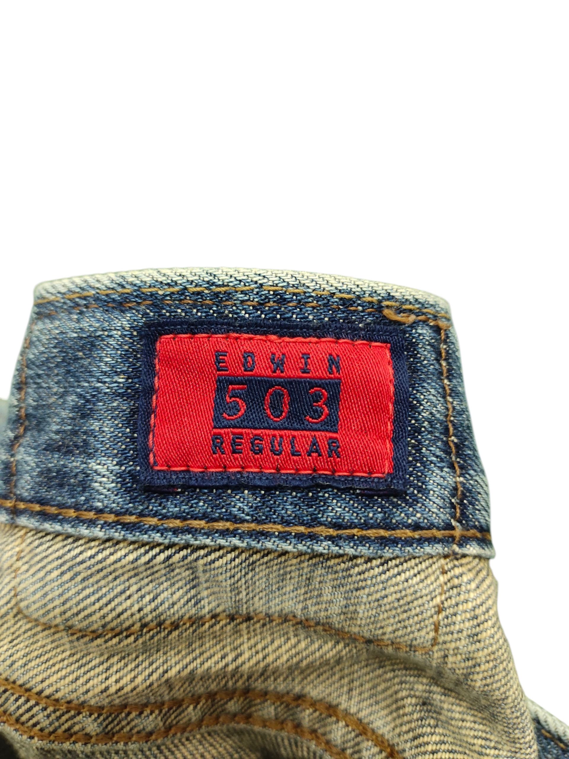 Number (N)ine × Undercover Vintage 90s Edwin 503 Clawmark Distress Faded Denim Jeans Size US 32 / EU 48 - 12 Thumbnail