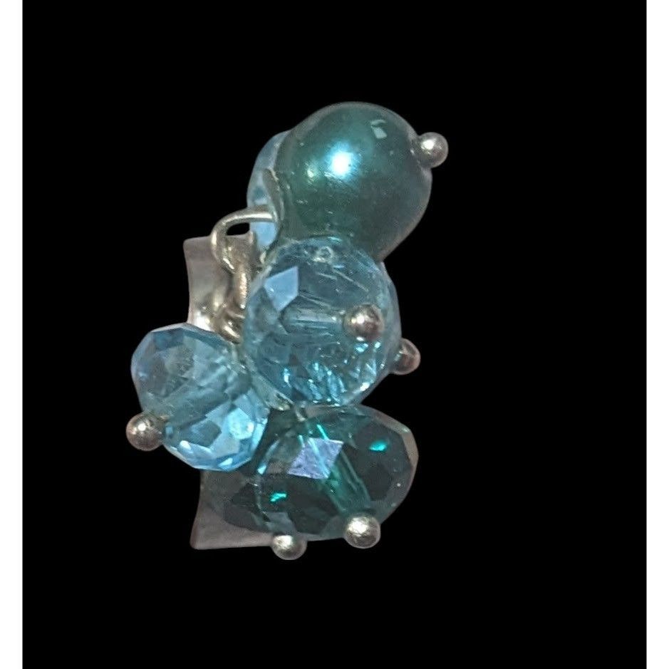 Other Blue Beaded Silver Tone Adjustable Cluster Ring Size 6 Size ONE SIZE - 15 Thumbnail