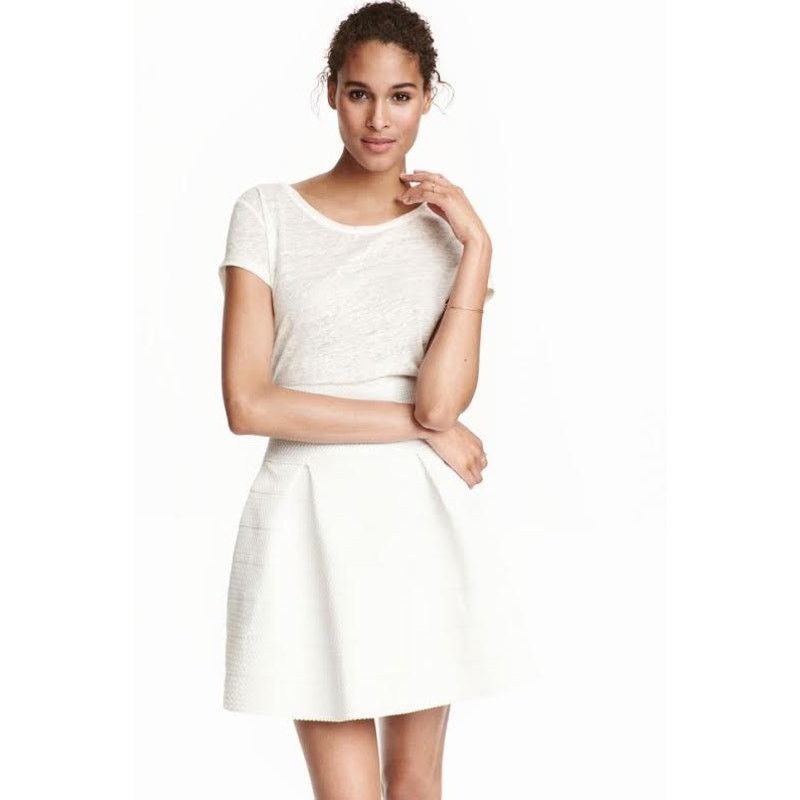 H&M H&M Textured Skirt | Small | NWT White A-Line High Waisted Size 27" / US 4 / IT 40 - 7 Thumbnail