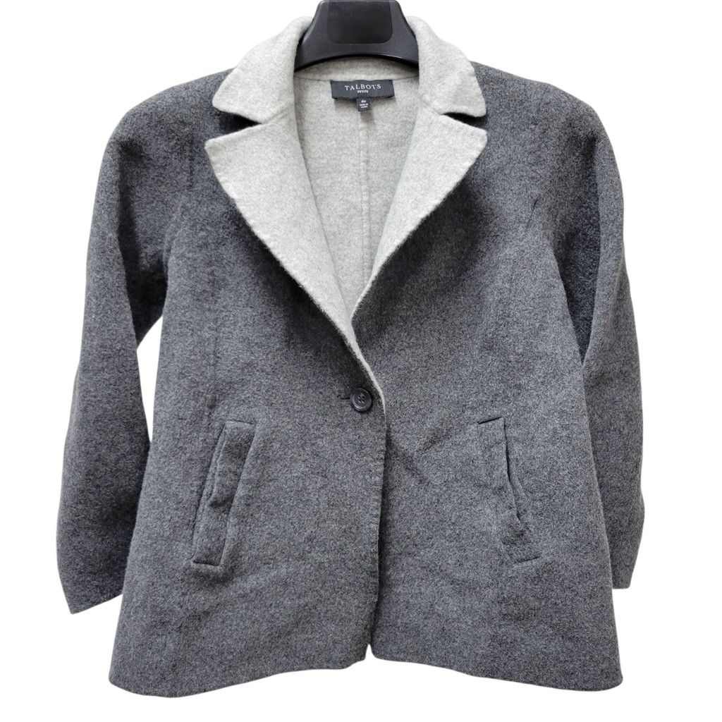 Talbots Talbots Women's Double-Face Wing Collar Wool Gray Jacket 4P Size S / US 4 / IT 40 - 2 Thumbnail