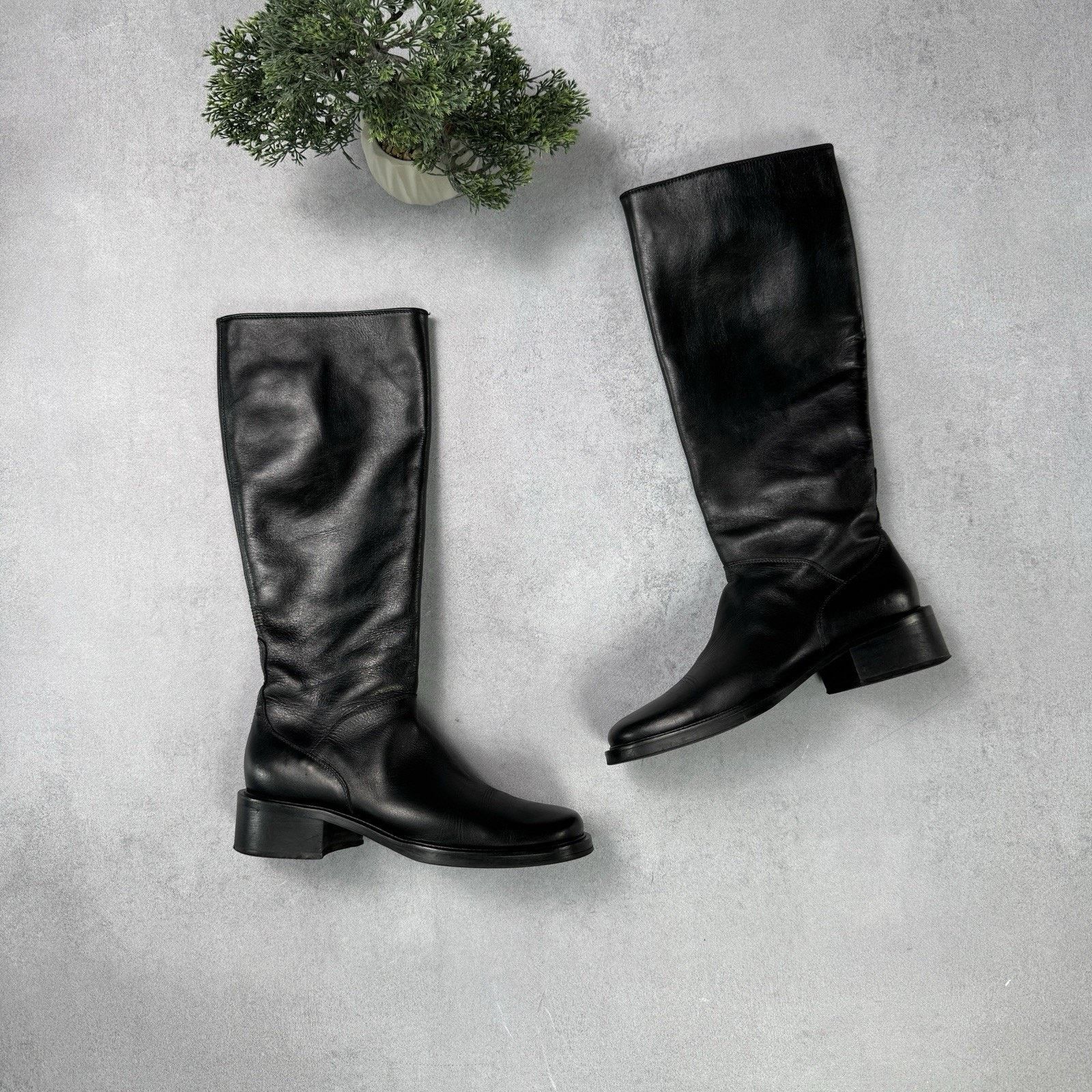 Max Mara MAX MARA Leather Women High Black boots Black Size 38 US 8 Size US 8 / IT 38 - 1 Thumbnail