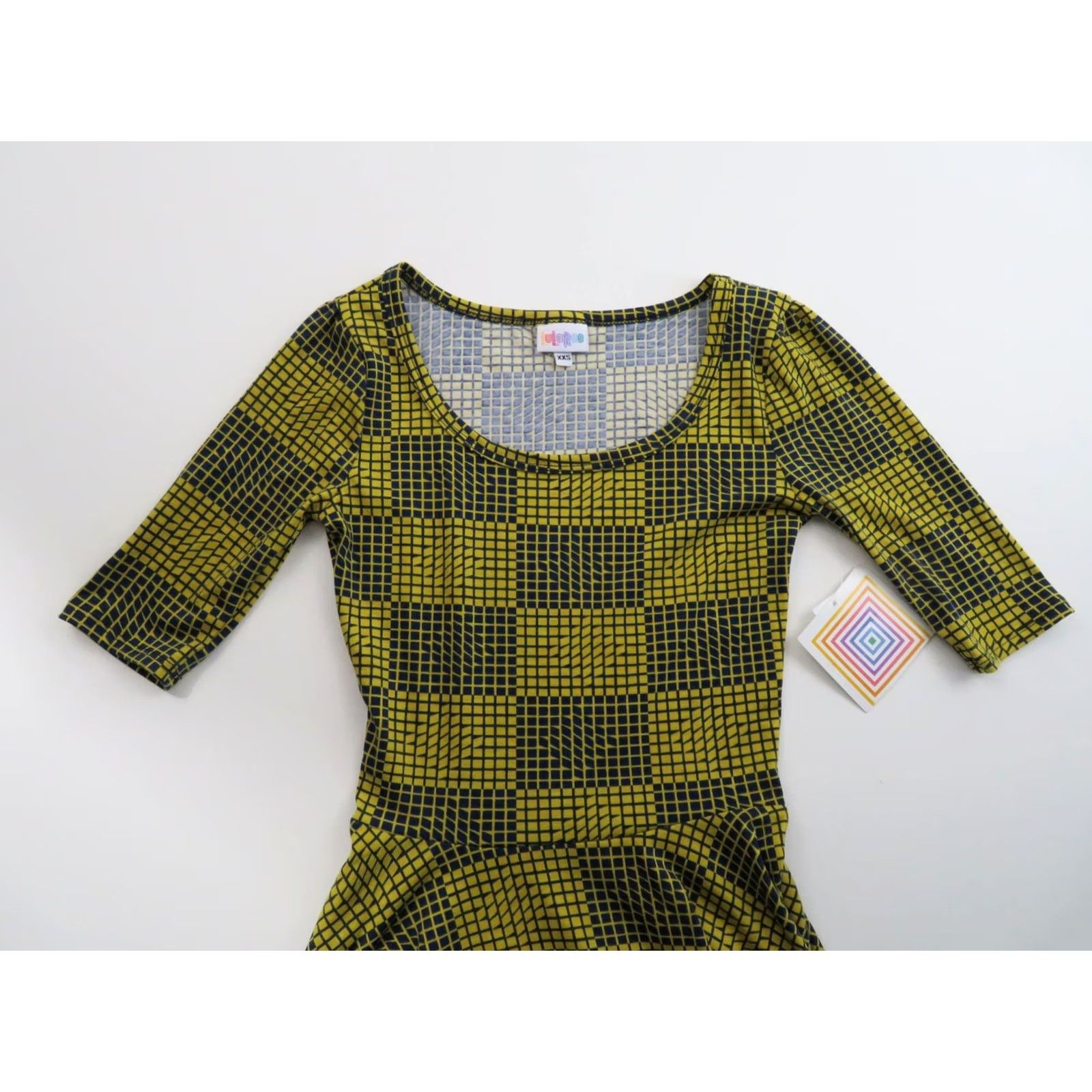 Vintage LuLaRoe Nicole Dress 2XS Blue Yellow Plaid Geometric Unicorn Fit & Flare Dress Womens 2XS Blue Yellow Plaid Geometric Unicorn 90s? Size XXS / US 00 / IT 34 - 4 Thumbnail