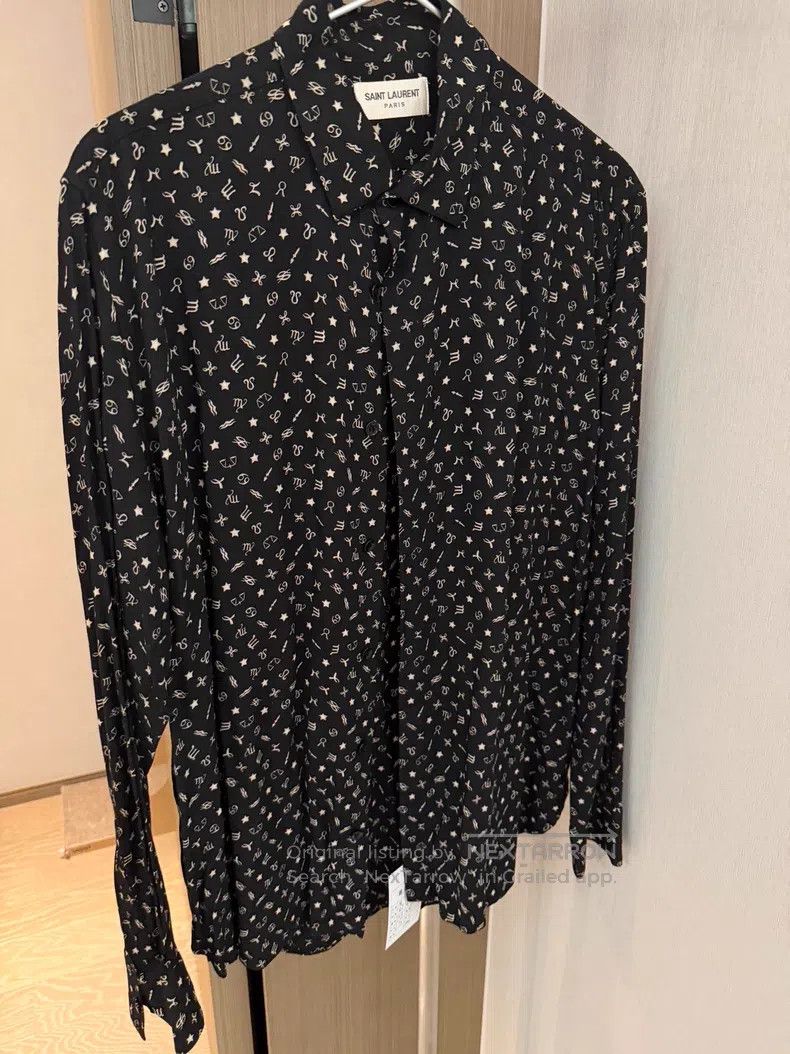 Saint Laurent Paris Saint Laurent Paris Note Print Silk Satin Shirt Jacket Size XS / US 0-2 / IT 36-38 - 1 Thumbnail