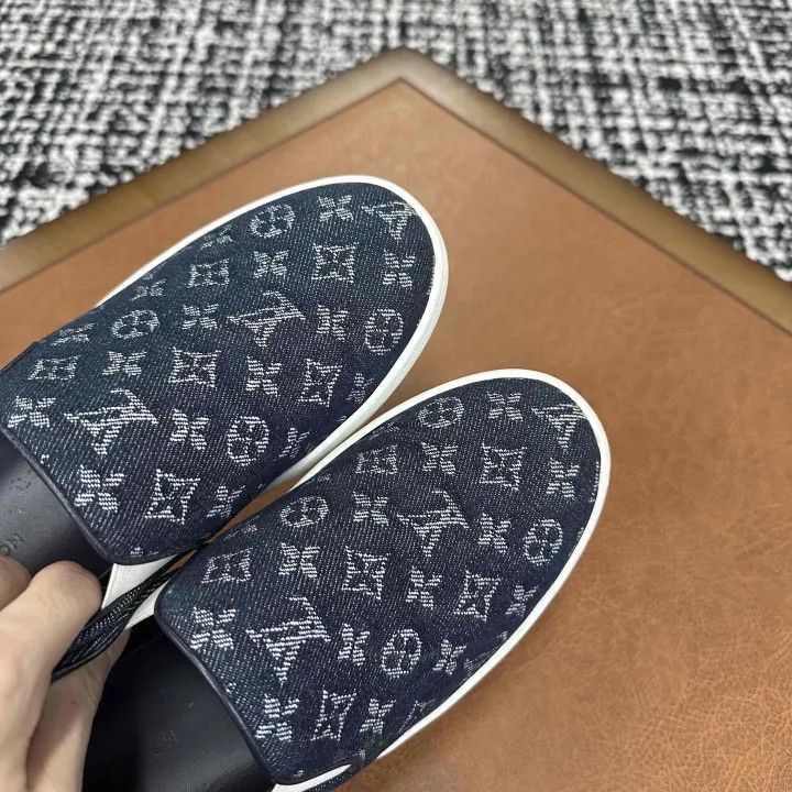 Louis Vuitton Louis Vuitton Blue Canvas Slip-On Sneakers -2508 Size US 6.5 / EU 39-40 - 5 Thumbnail