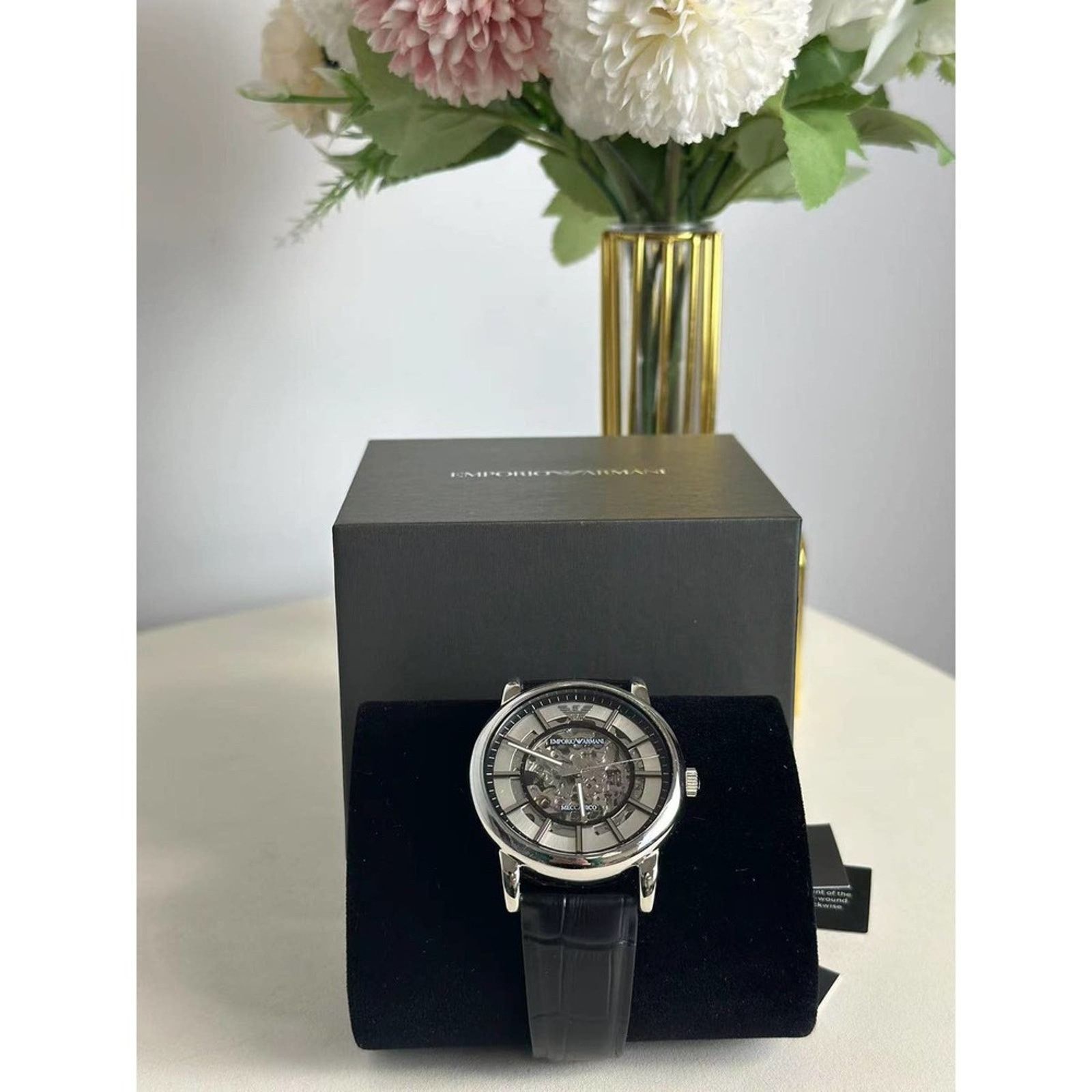 Emporio Armani AR1981 Men Automatic Crocodile Leather Watch