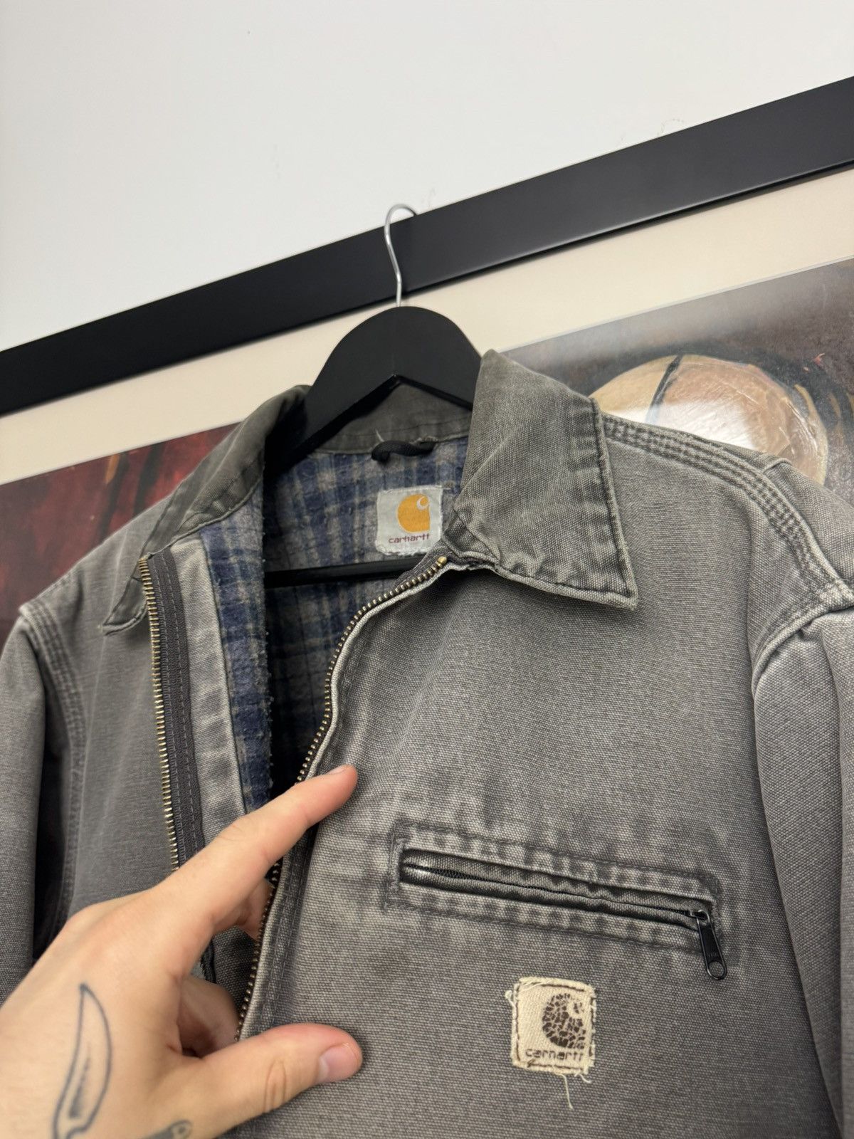 Carhartt RARE Vintage 90s Carhartt Detroit Jacket Grey Brown Faded Size US L / EU 52-54 / 3 - 6 Thumbnail