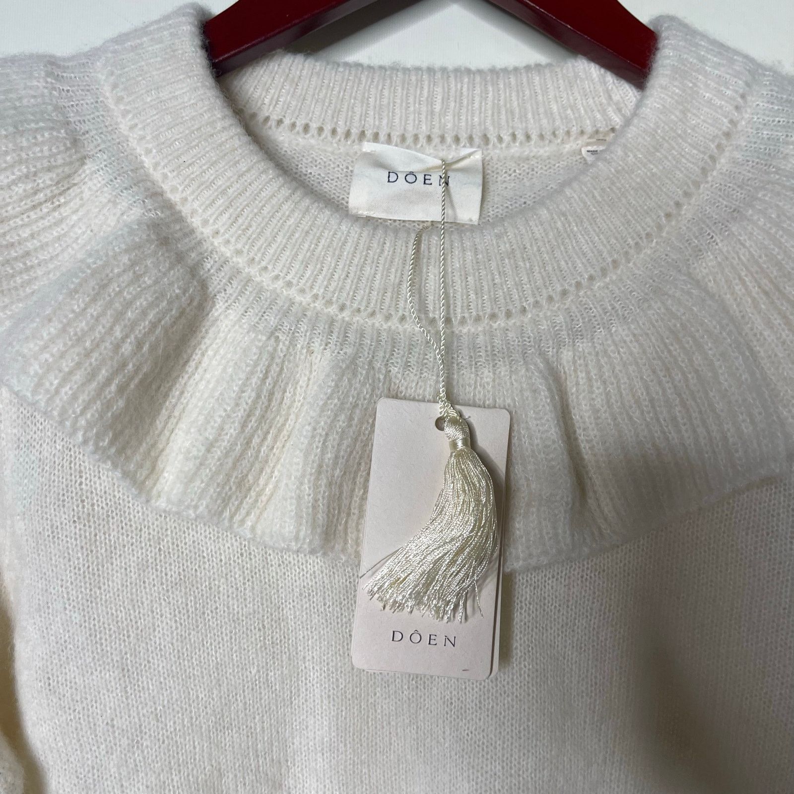 DOEN NWT Doen AZARIA Alpaca Wool Ruffle neck SWEATER in IVORY L Size L / US 10 / IT 46 - 4 Thumbnail