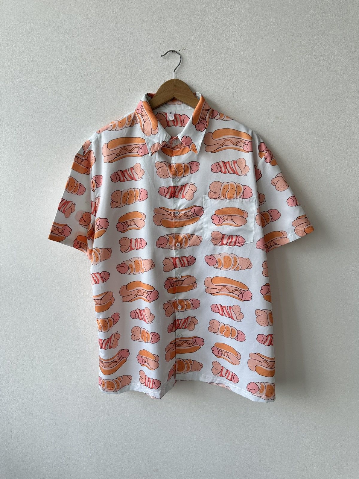 Japanese Brand Happy Dick Sweet Bacon Wrapped Hawaiian Funny Shirt Size US L / EU 52-54 / 3 - 1 Thumbnail