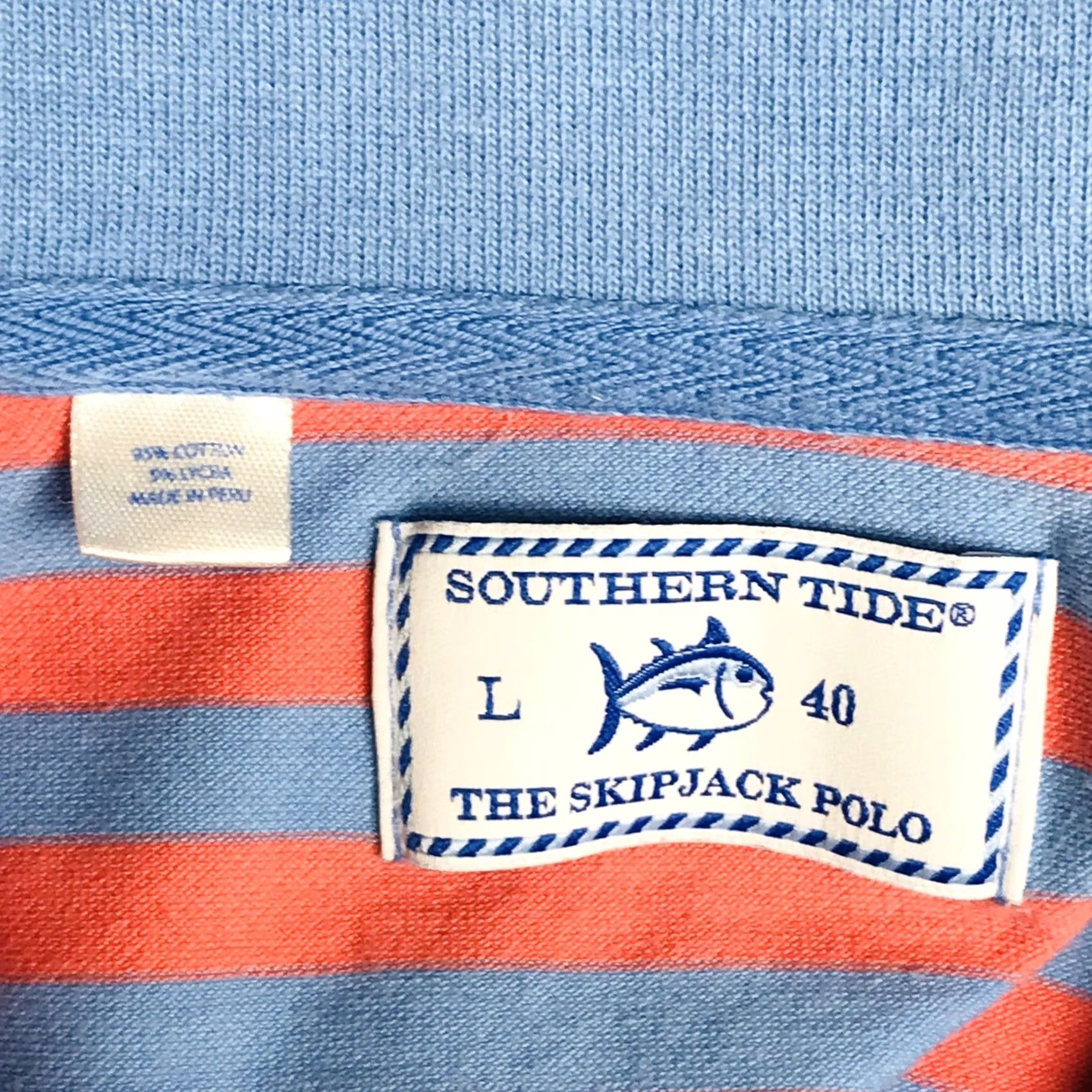 Southern Tide Southern Tide Polo Shirt Men L Skipjack Stripe Blue Orange Pink Short Sleeve Knit Breathable Golf Logo Embroidered Size US L / EU 52-54 / 3 - 3 Thumbnail