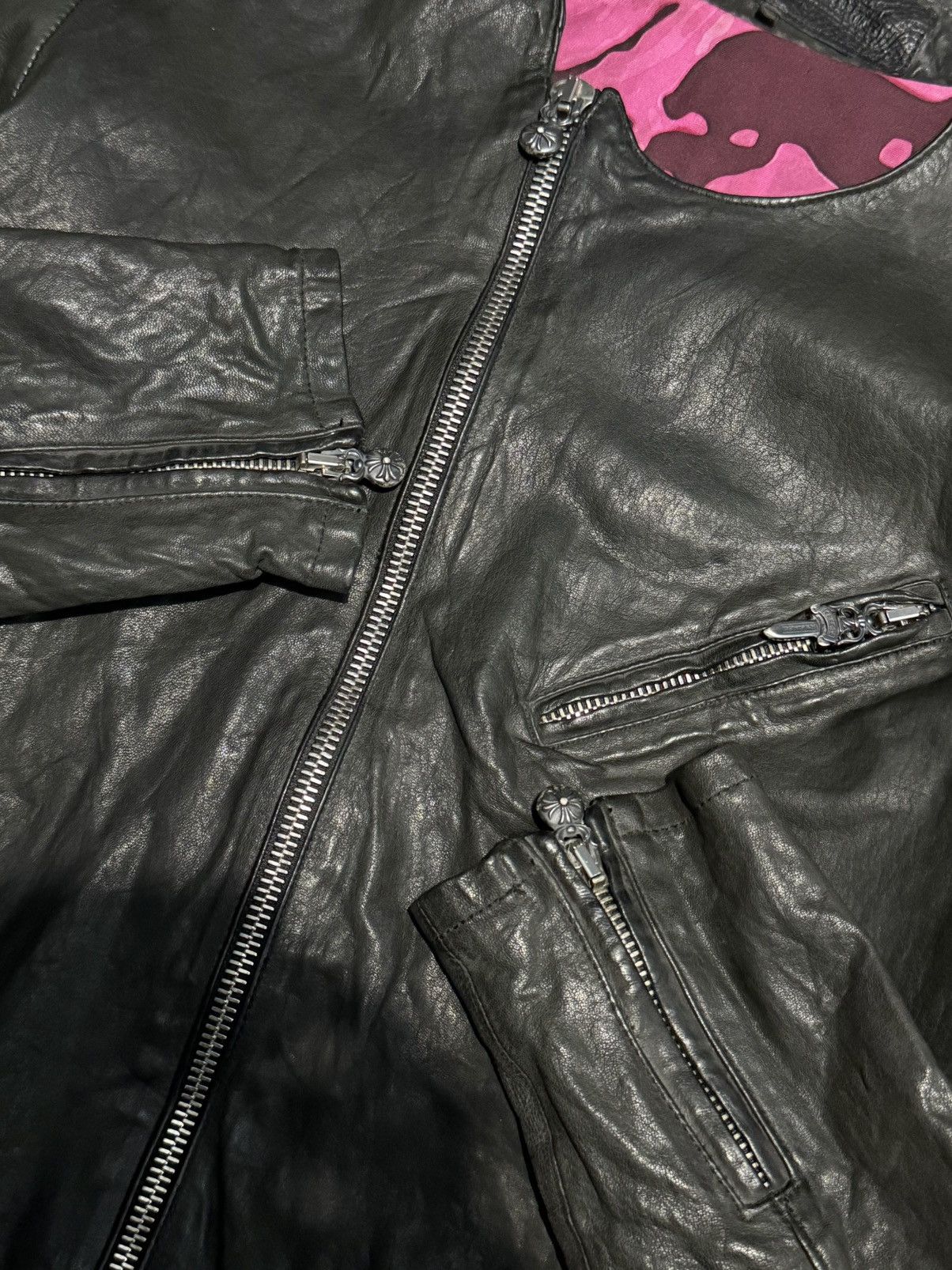 Chrome Hearts Chrome Hearts Asymmetric Zip Leather Jacket Size US S / EU 44-46 / 1 - 6 Thumbnail