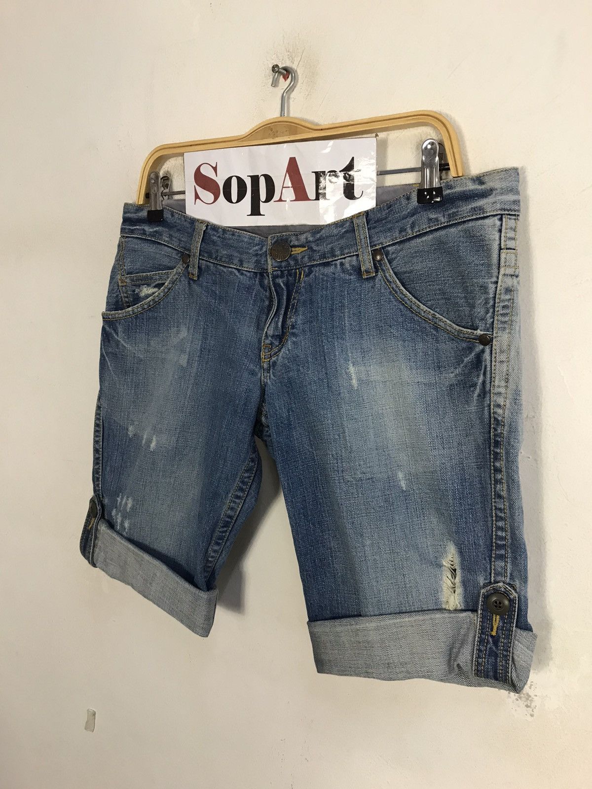 Japanese Brand Vintage Purple & Yellow Distressed Short Pants Zipper Style Size 34" / US 12 / IT 48 - 4 Thumbnail