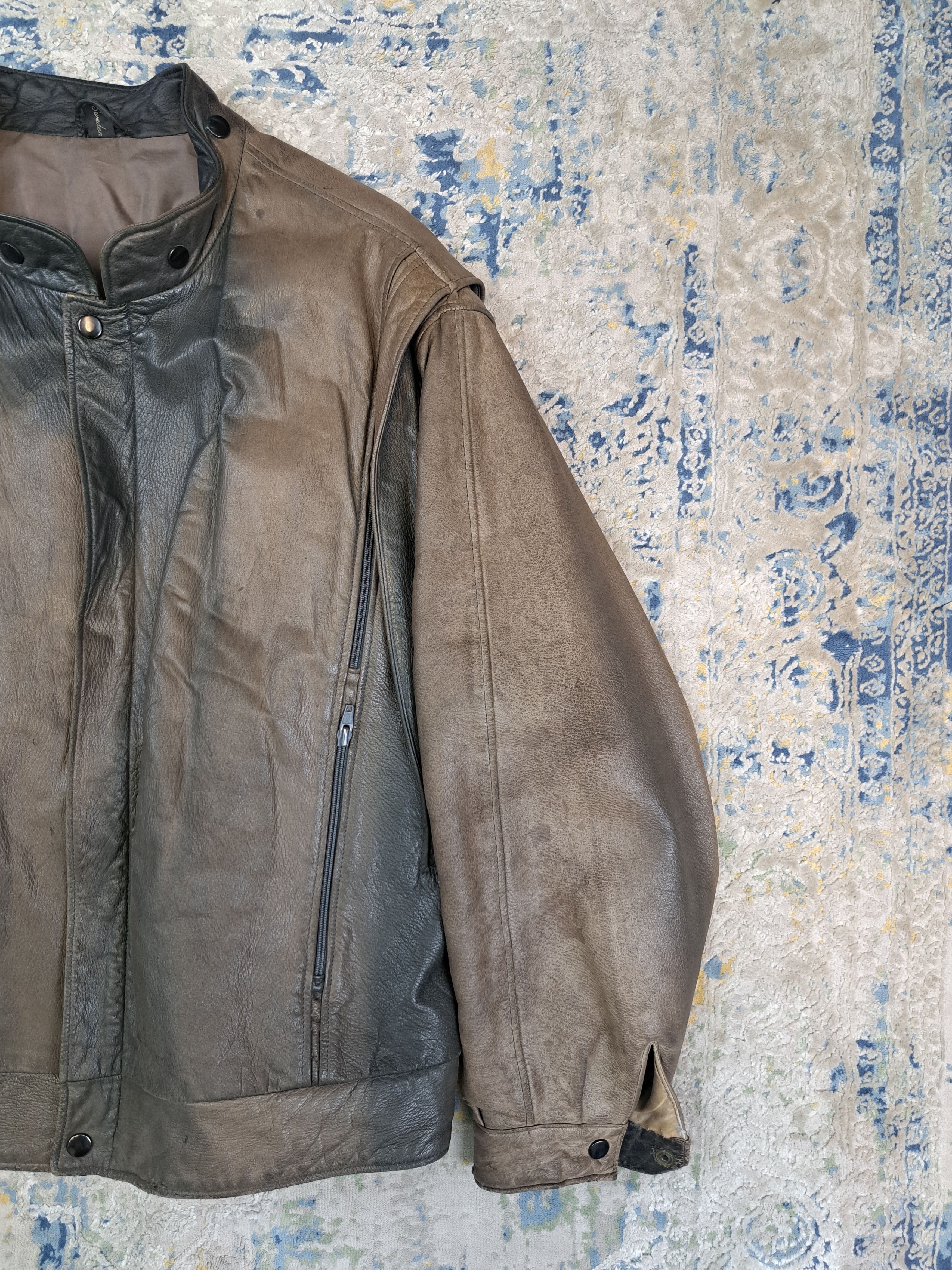 Genuine Leather Archive Boxy Cropped Leather Jacket Faded Cafe Racer Moto Size US XL / EU 56 / 4 - 3 Thumbnail