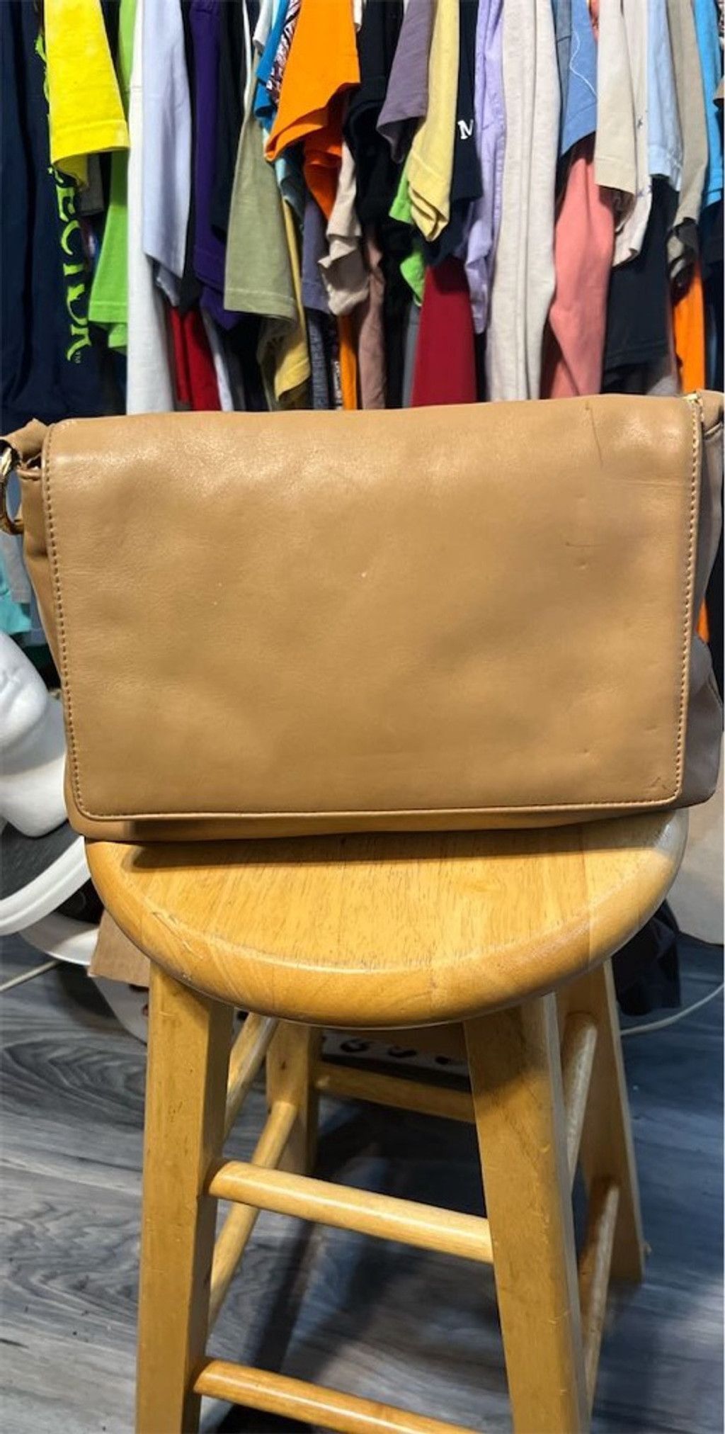 Lord & Taylor Women's Lord & Taylor Tan Leather Shoulder Bagu in Size ONE SIZE - 2 Thumbnail