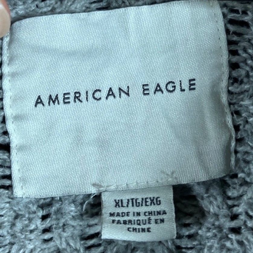 Vintage American Eagle Sweater Gray Button Front Shawl Knit Cotton Blend XL Mens Cardigan Casual Winter Fall Spring 3-Button IGW Size US XL / EU 56 / 4 - 6 Thumbnail