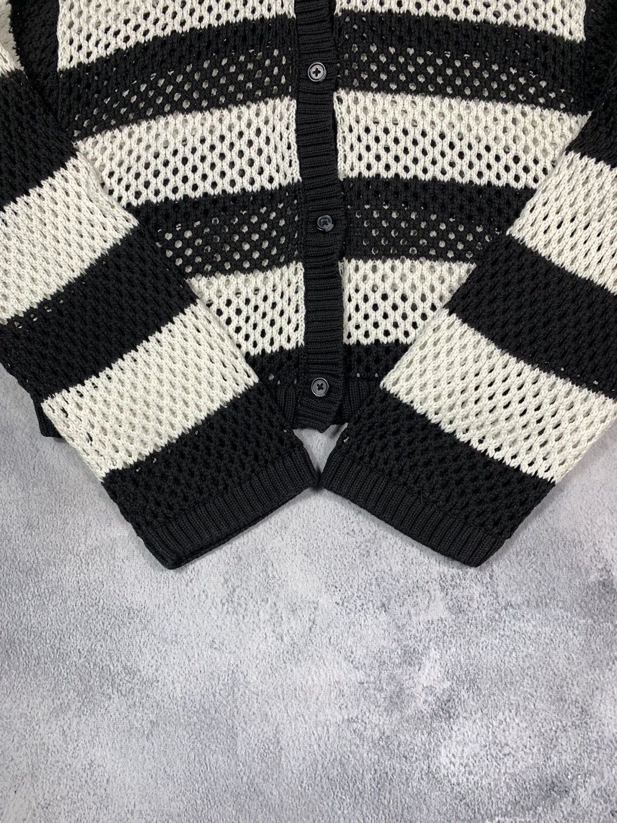 Japanese Brand × Vintage Vintage Y2K Cropped knit striped button up cardigan opium S Size S / US 4 / IT 40 - 5 Thumbnail