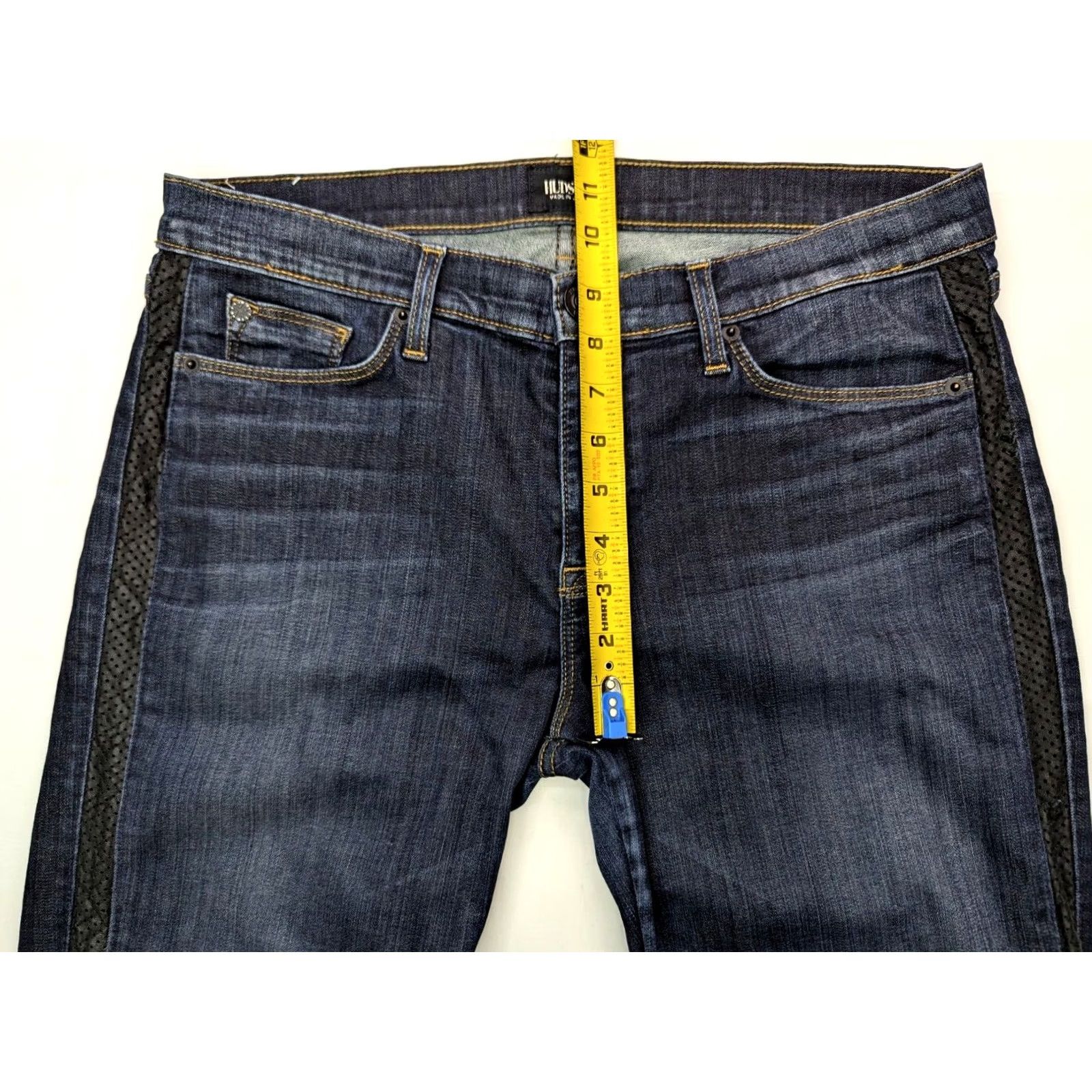 Hudson Hudson Ava Skinny Crop Jeans Women 34x27 Leather Stripe Denim Blue Stretch 5-Pocket Regular Rise Cotton Blend Dark Wash Size 24" / US 00 / IT 34 - 4 Thumbnail
