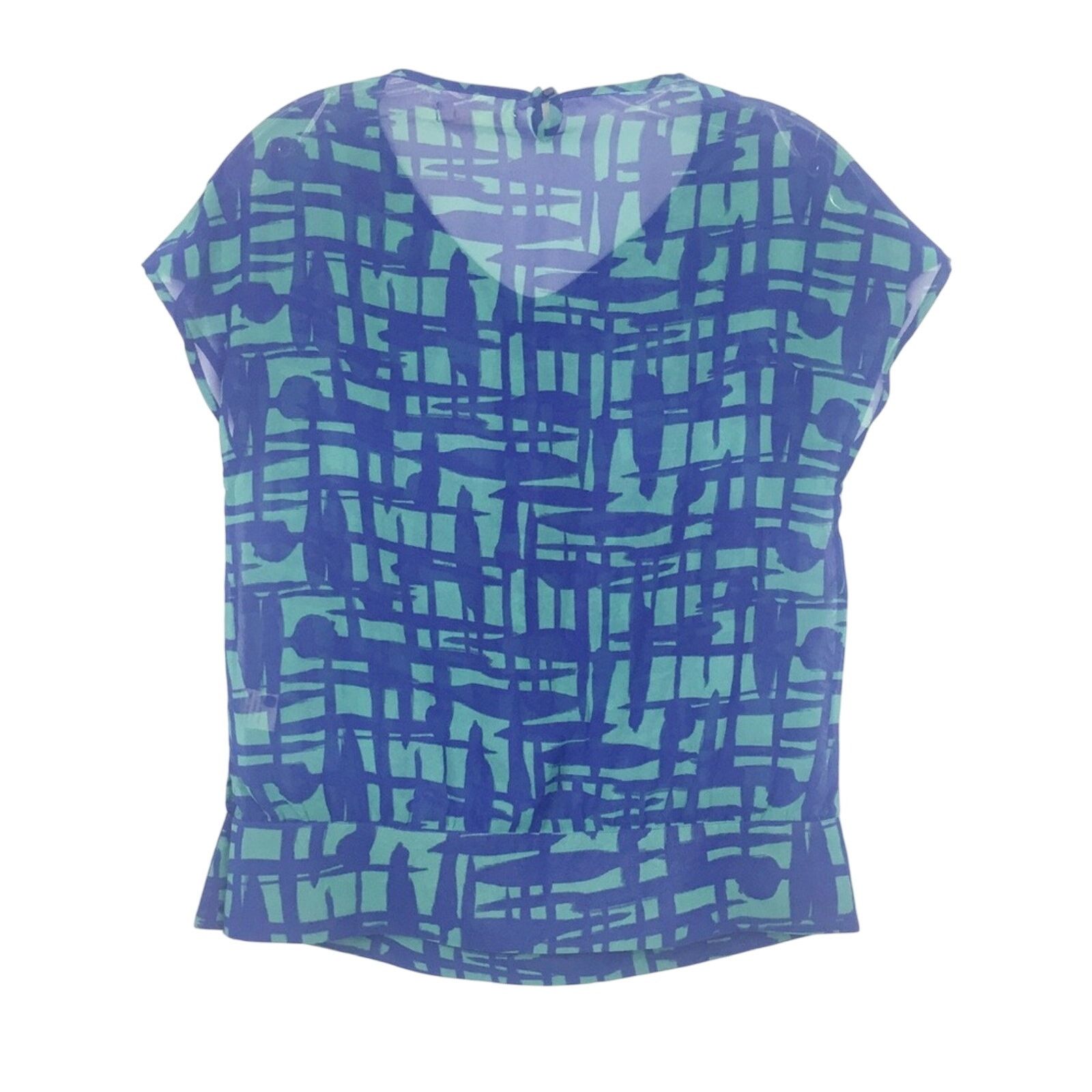 Other Tulle Blue Printed Short Sleeve Blouse Sz M Size M / US 6-8 / IT 42-44 - 4 Thumbnail