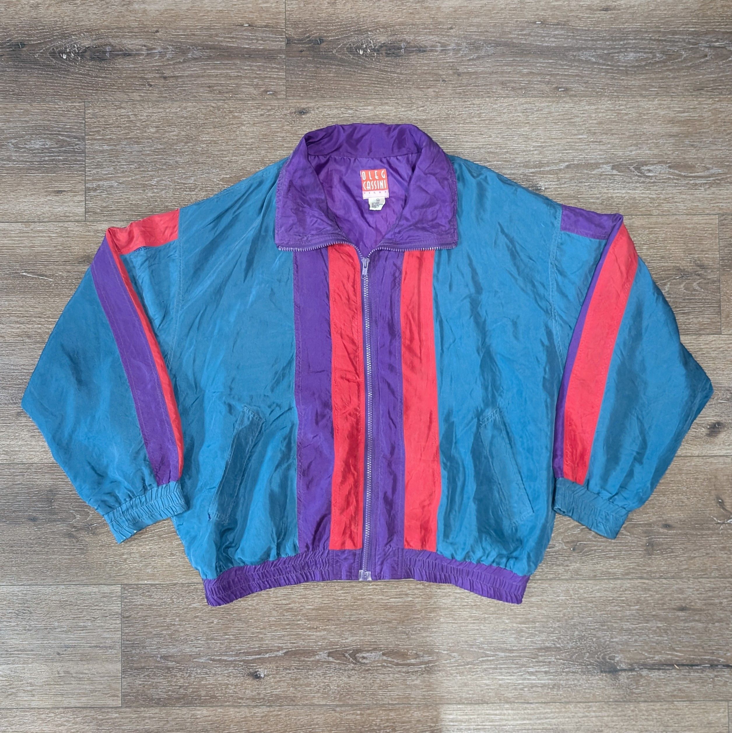 Oleg Cassini Vintage Oleg Cassini striped silk bomber jacket - SIZE XL Size US XL / EU 56 / 4 - 1 Thumbnail