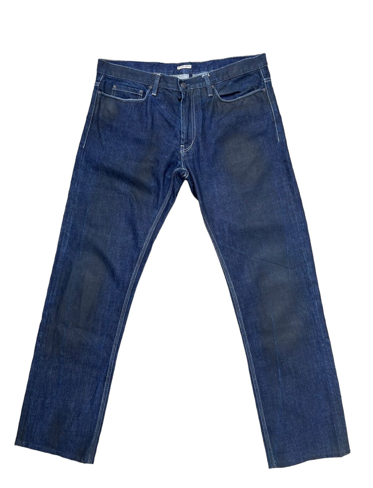 Pre-owned Bottega Veneta The Iconic  Made In Italy Waxed Denim Jeans In Blue