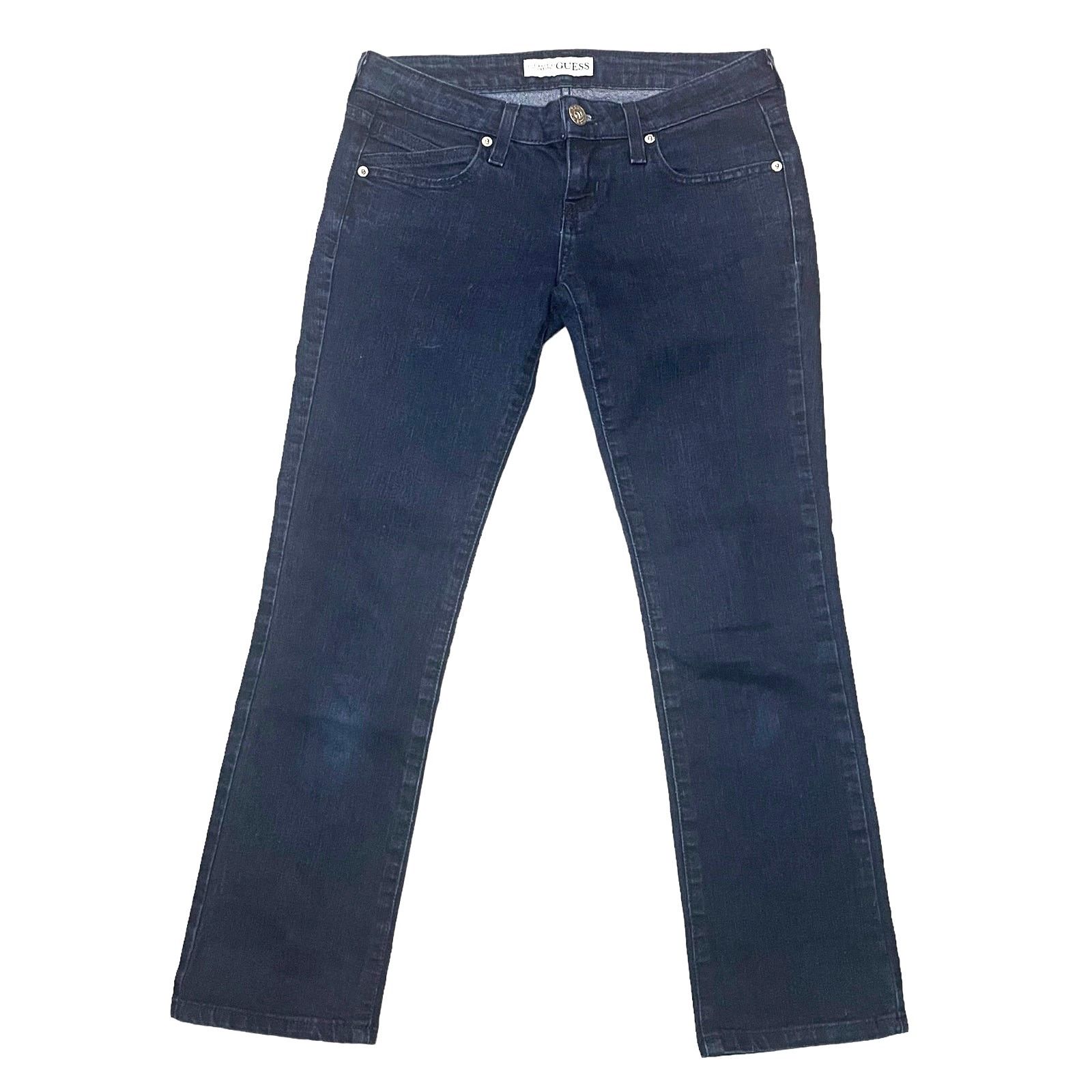 Guess Guess Low Rise Jeans Rhinestone Logo Embellish Dark Wash 26 Size 31" - 1 Thumbnail