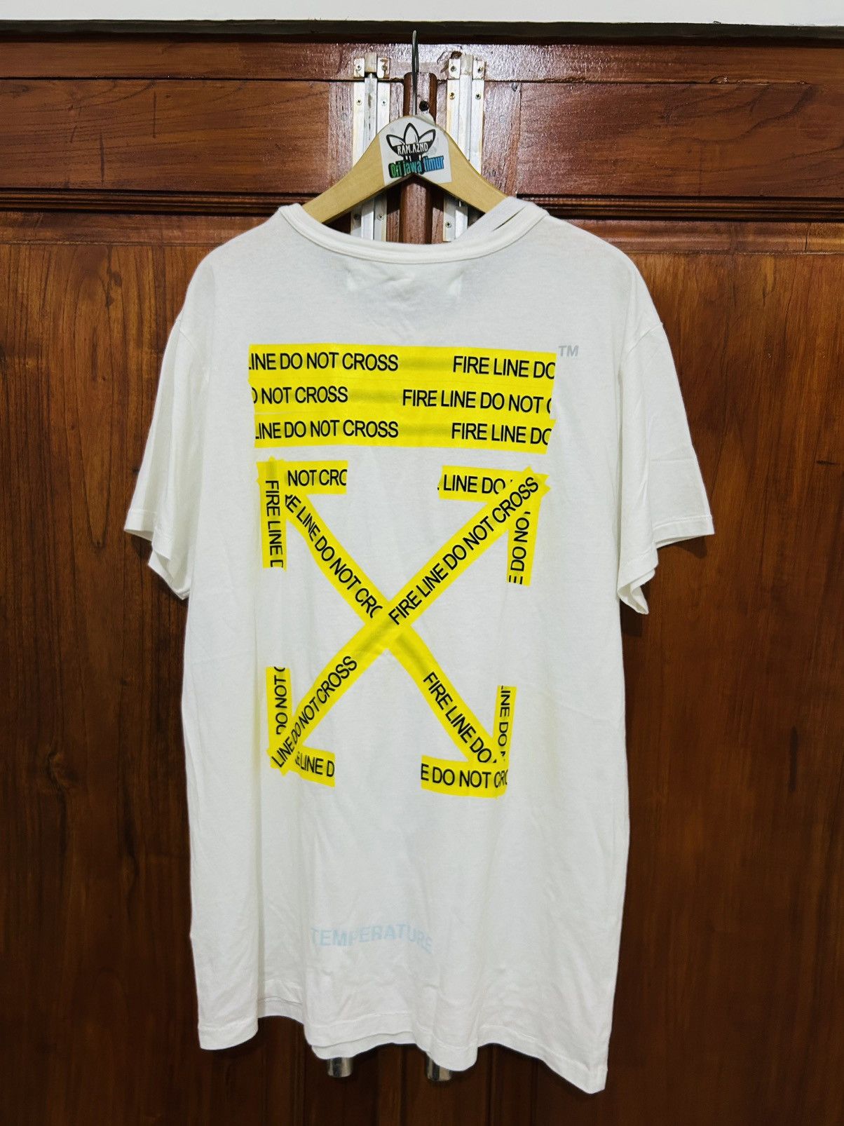 Off White Off White Fire Tape T Shirt Grailed