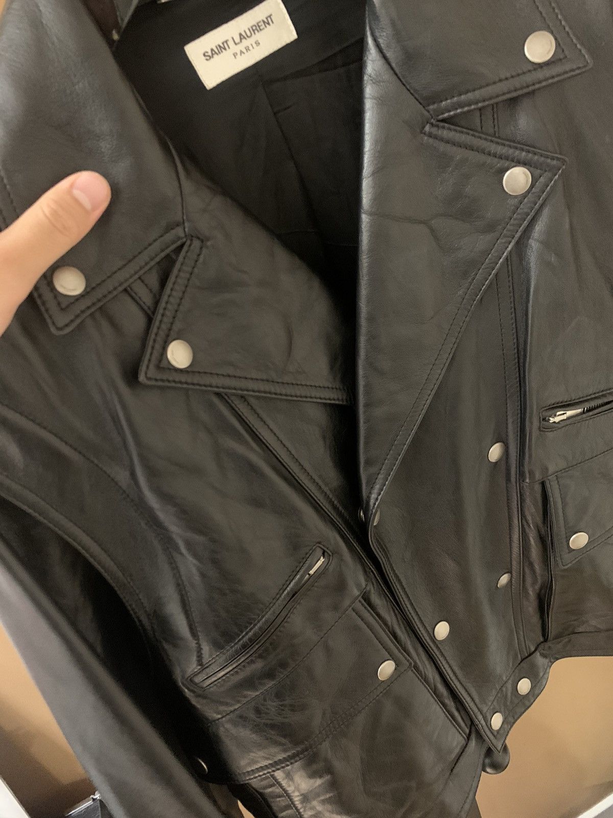 Saint Laurent Paris Saint Laurent 2023SS Vintage crinkled lambskin biker jacket Size US S / EU 44-46 / 1 - 2 Thumbnail