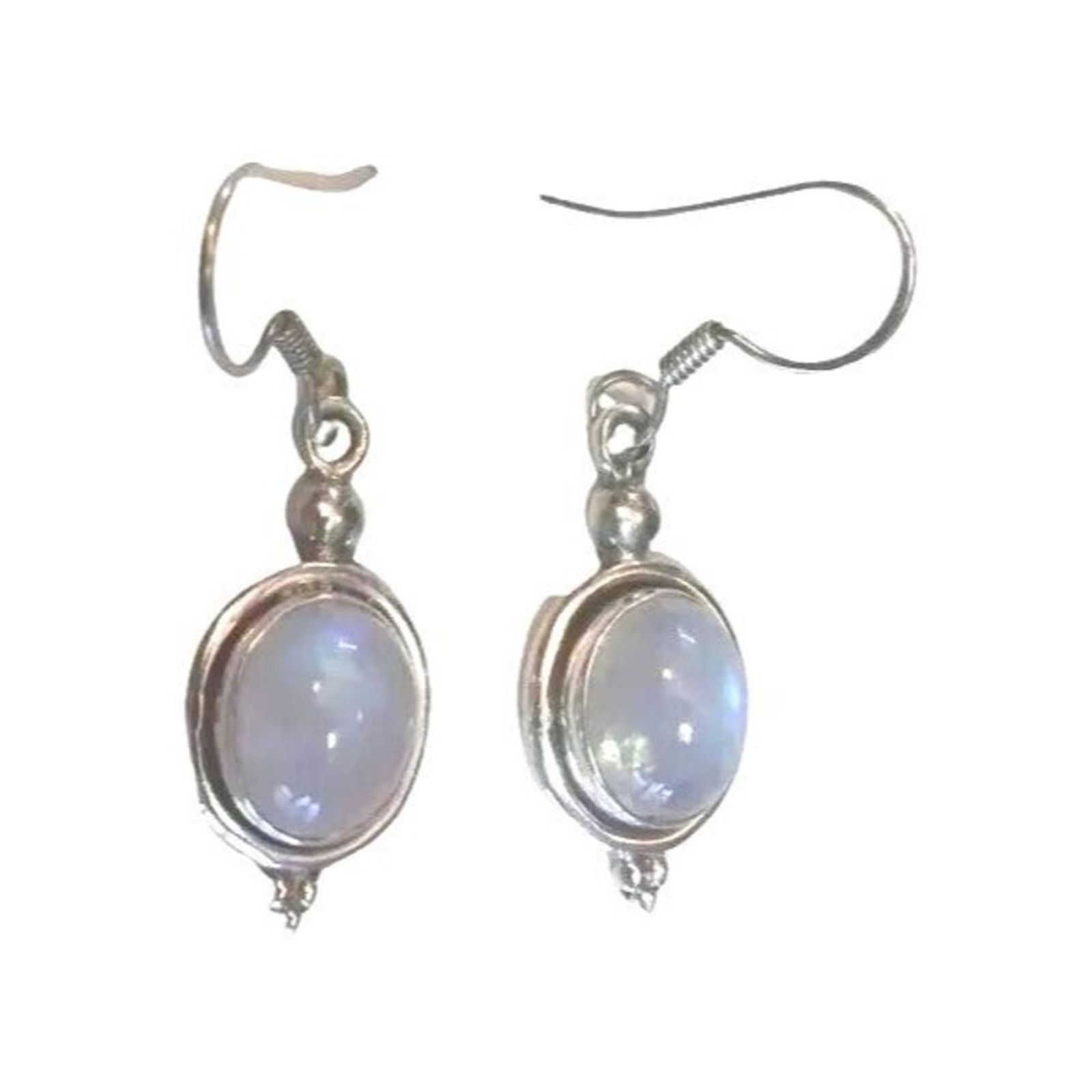 The Unbranded Brand Natural Rainbow Oval Moonstone Sterling Silver 925 Earrings Size ONE SIZE - 6 Thumbnail