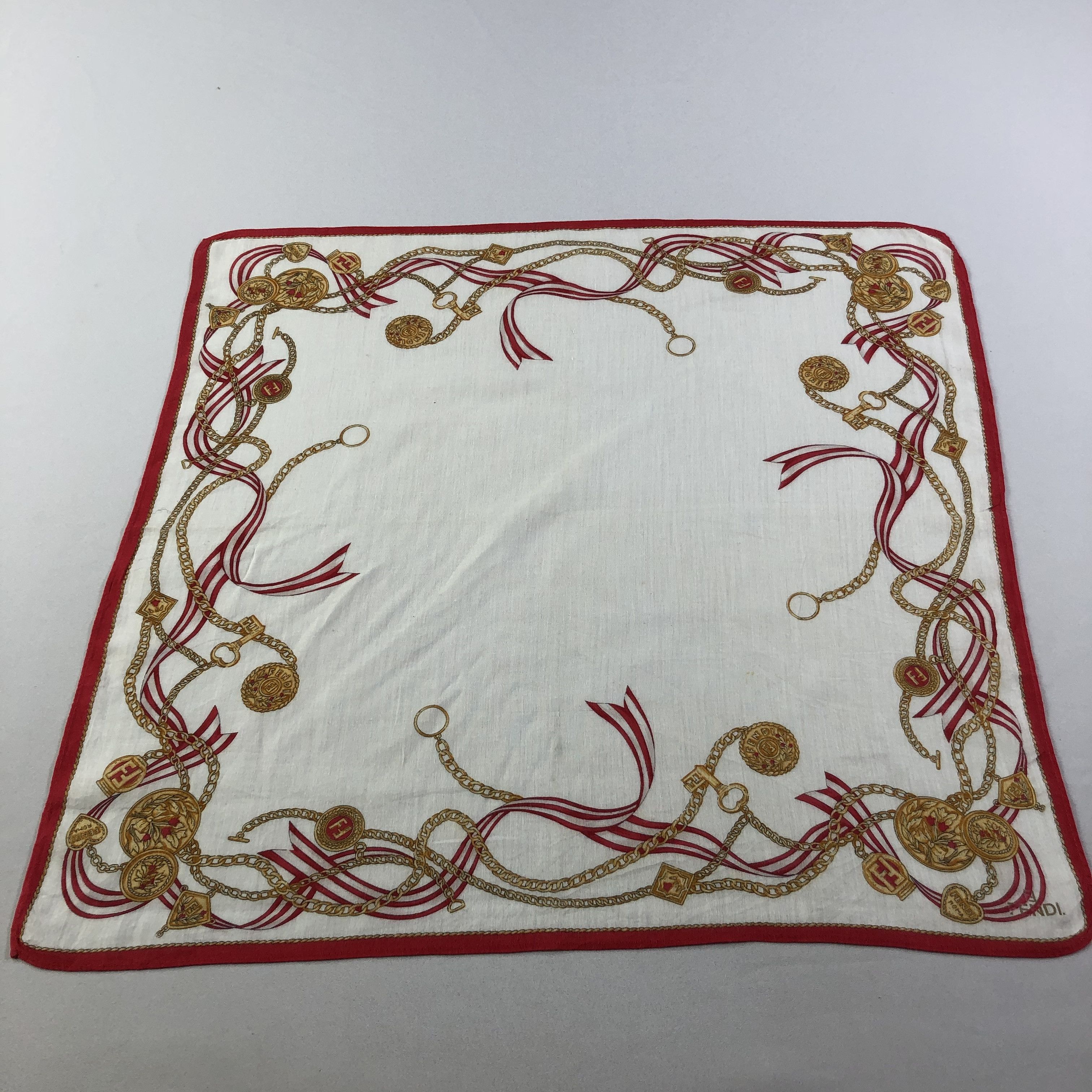 Japanese Brand Fendi Gold Chains Handkerchief Neckerchief Bandana H1883 Size ONE SIZE - 2 Thumbnail