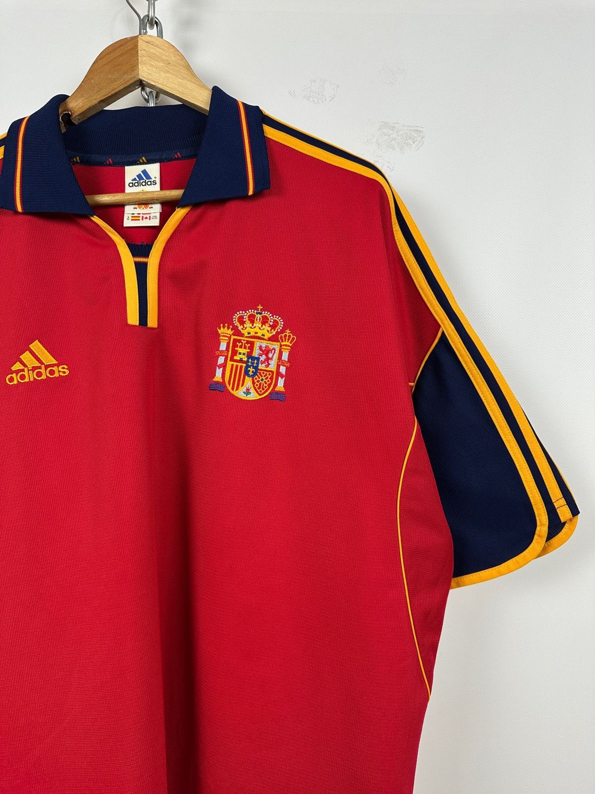 Adidas 1999/2002 Adidas Spain National Team Vintage Soccer Jersey Size US XL / EU 56 / 4 - 5 Thumbnail