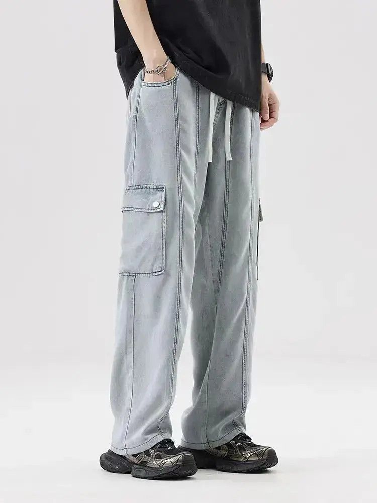 Japanese Brand Loose Straight Wide Leg Pants Ice Silk Casual Pants Size US 32 / EU 48 - 6 Thumbnail